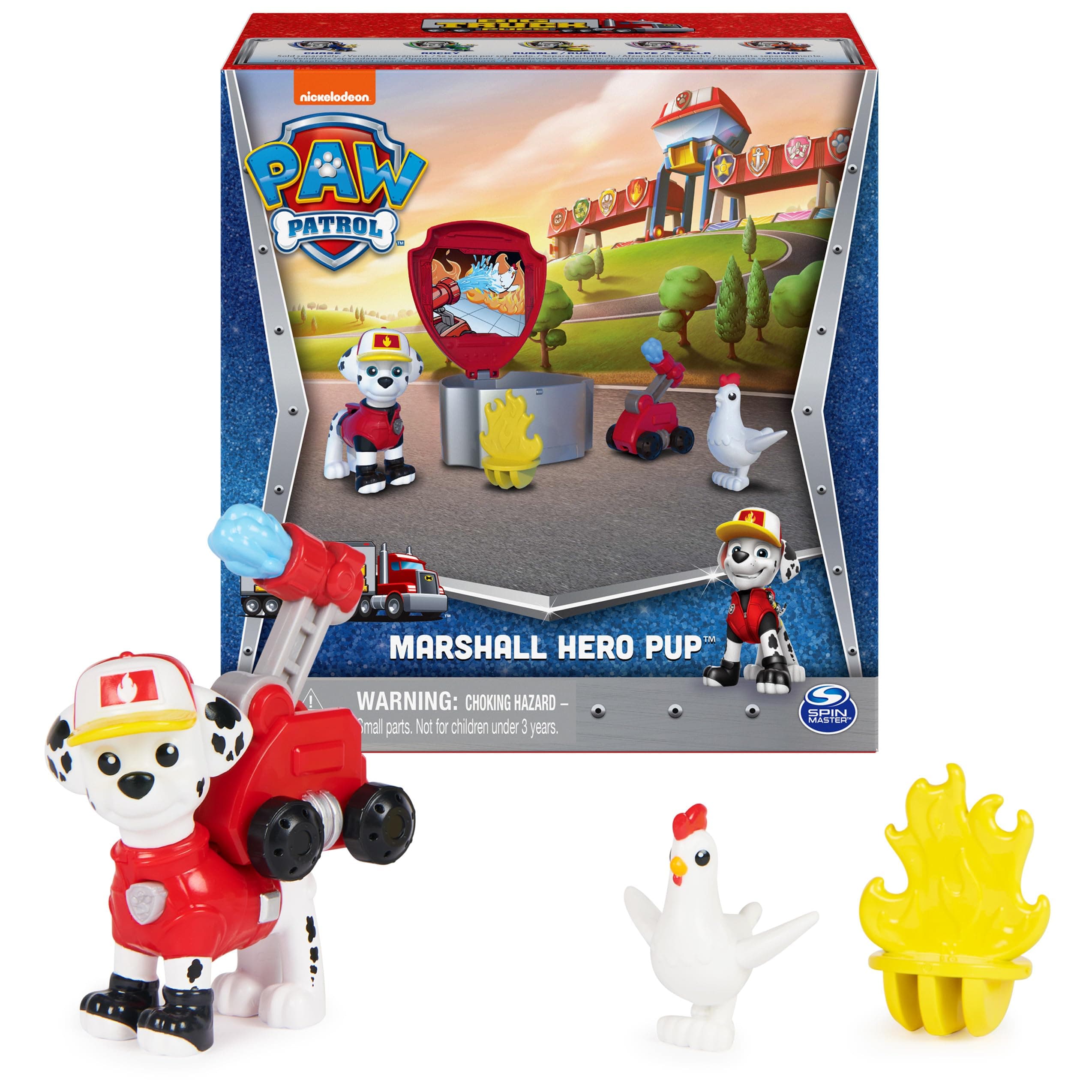 Big Truck Pups Marshall Action Figure with Clip-on Rescue Drone, Command Center Pod and Animal Friend Kids Toys Ages 3 and up