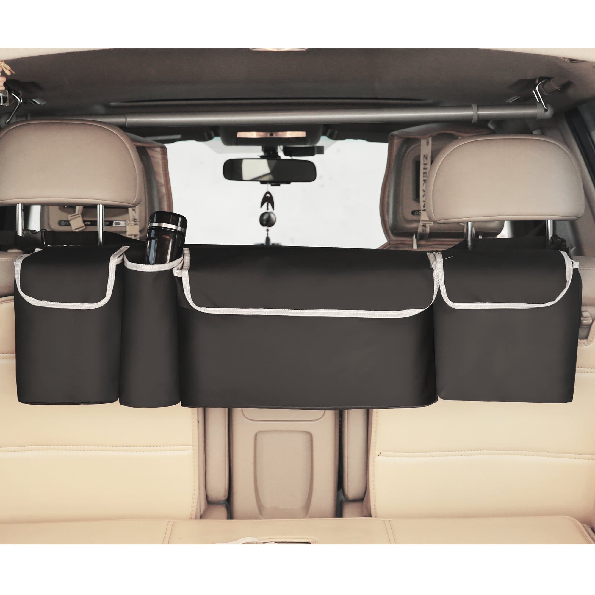 Trunk Organizer 2 in 1 - Space Saving, High Capacity Auto Backseat and Trunk Storage - Fits Any Car, SUV or Van Using Fully Adjustable Straps by LOONGCN