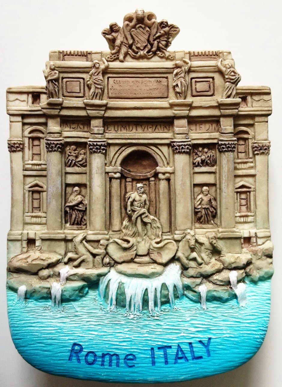 WitnyStore Tiny 2¾" Fontana di Trevi Fountain Rome Italy - Miniature Hand Made Resin 3D Europe Landmark Tourist Attractions Decorative Refrigerator Fridge Magnets Collectibles Traveler Souvenirs Gifts