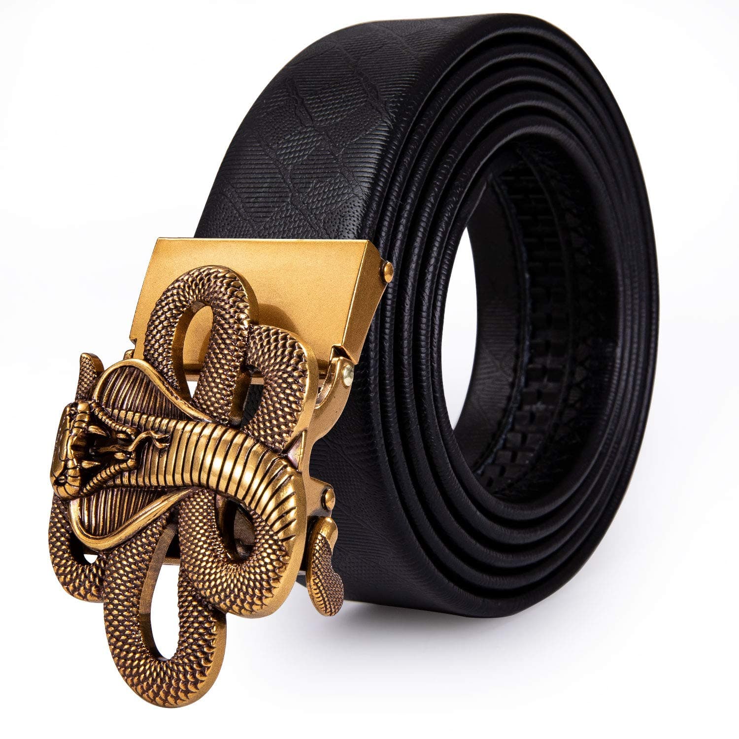 Designer Ratchet Belt for Men Leather Fashion Adjustable Automatic Buckle Sliding Removable Dress Casual