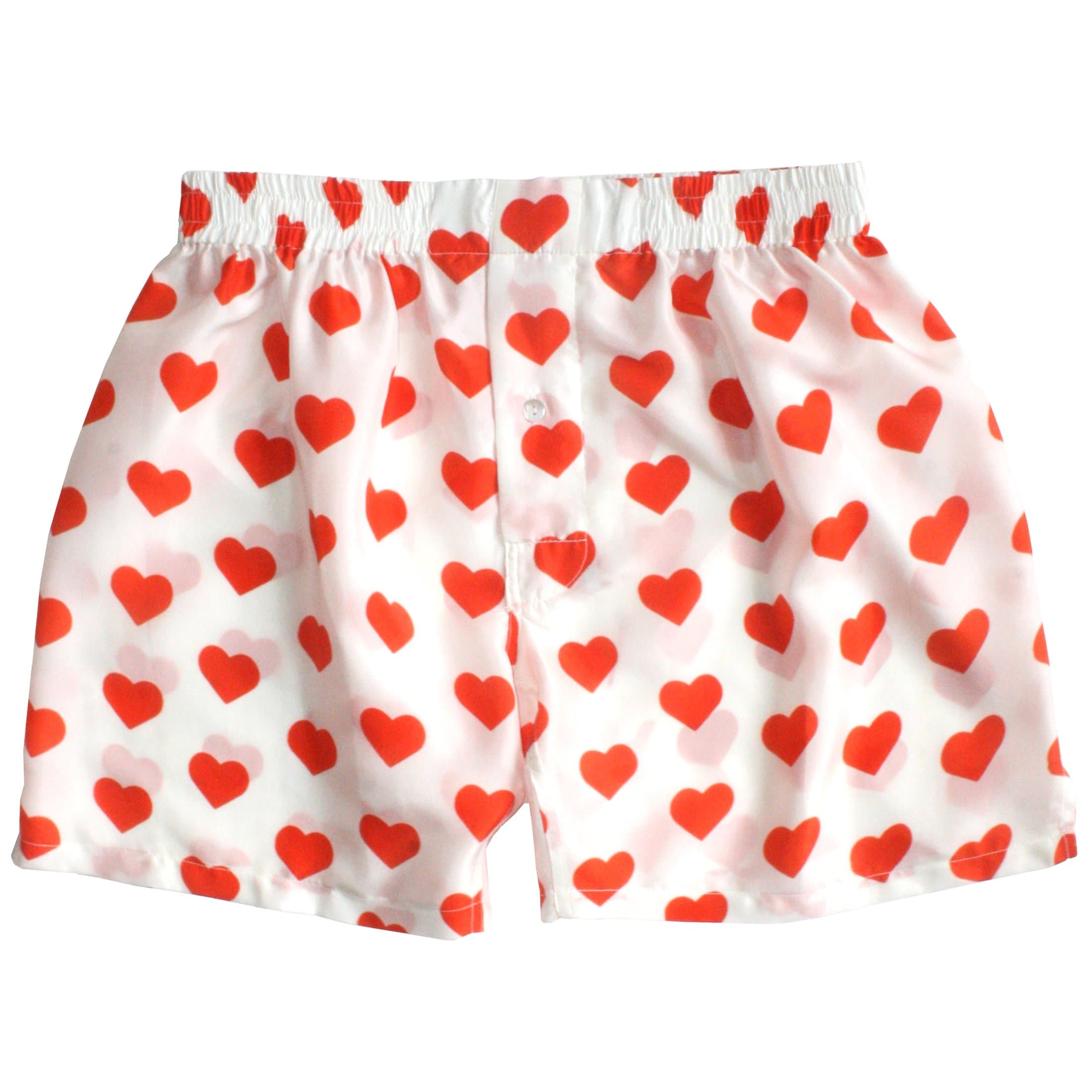 Royal Silk Silk Heart Boxers Valentine's Day - Red on White - Men's