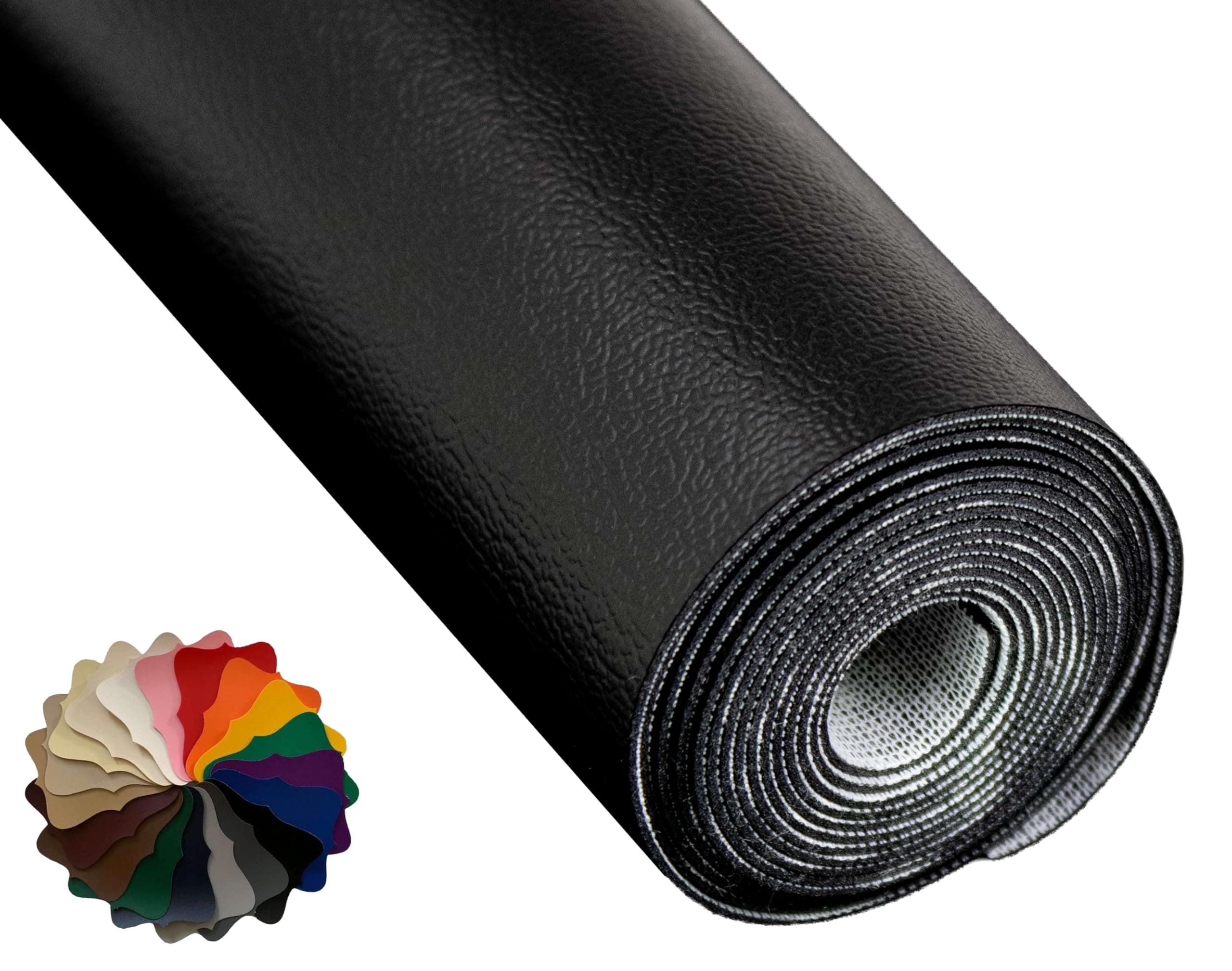 Black Marine Vinyl Fabric: Black 5 Yards (15' x 54") Upholstery Faux Leather: Waterproof, UV-Resistant, Boats, Indoor/Outdoor Seats, Automotive, Soft Pleather DIY Crafting