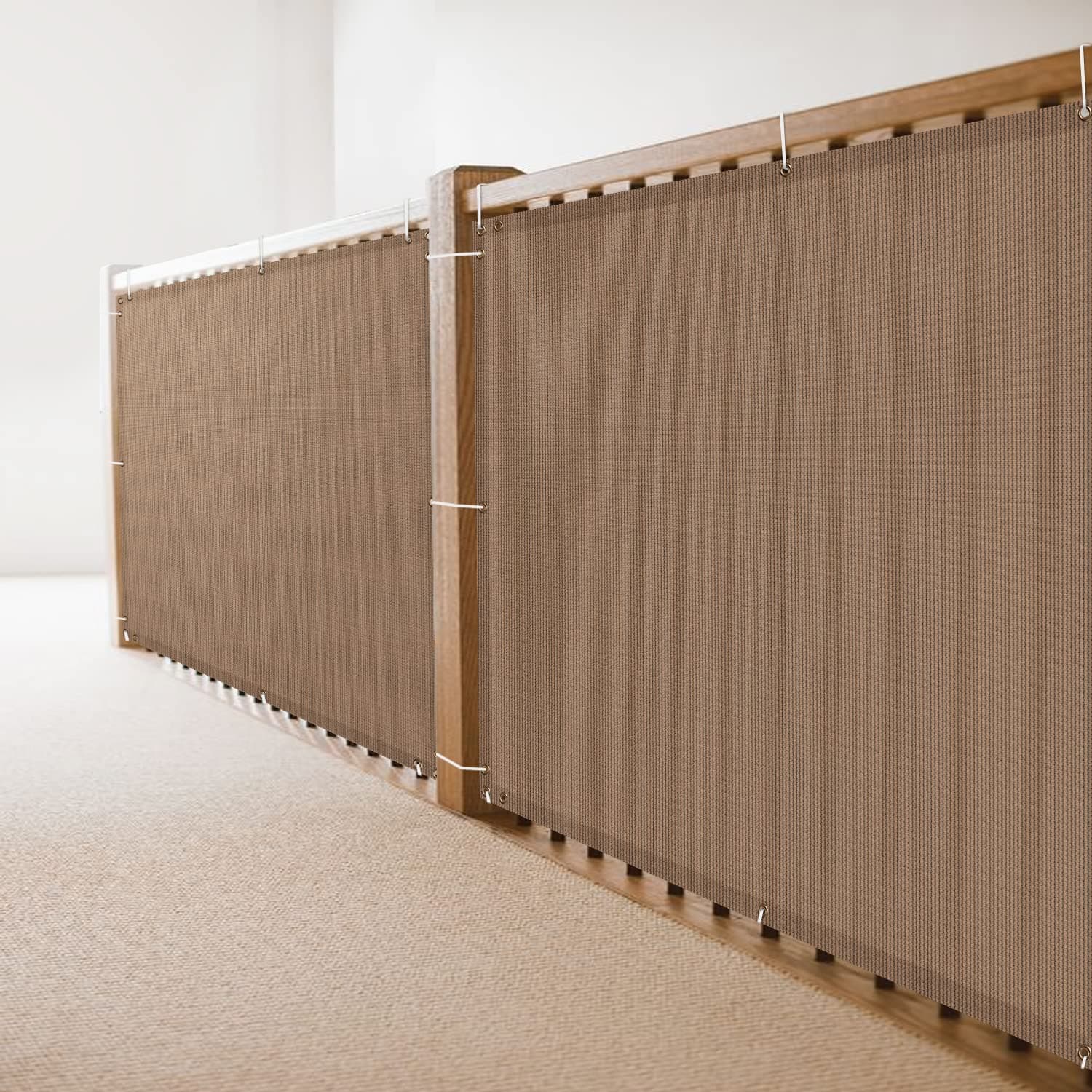 HIPPO - Fabric - Decorative Indoor Baby Safety Net/Balcony Net/Privacy Net - with Eyelets & Tie-Cords for Installation - 1 Pc (Beige Black, 0.8 MT X 4 MT)