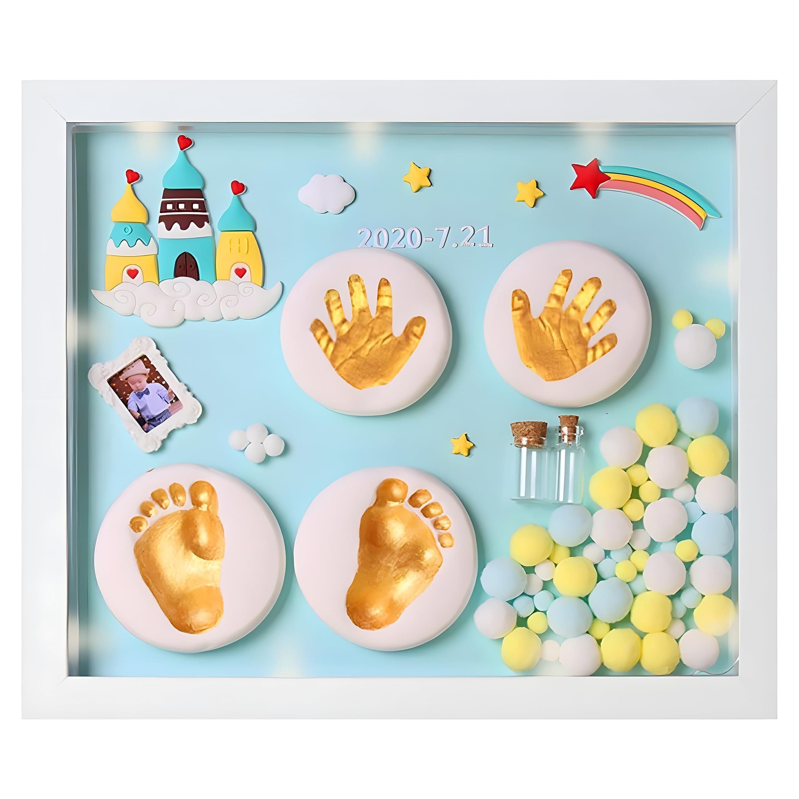 Koochie-Koo Personalized Baby Hand and Footprint Frame Set for Preserving Memories, Cherished Moments Keepsake Kit for Newborns, Green, 0-2 Years (Set of 1)