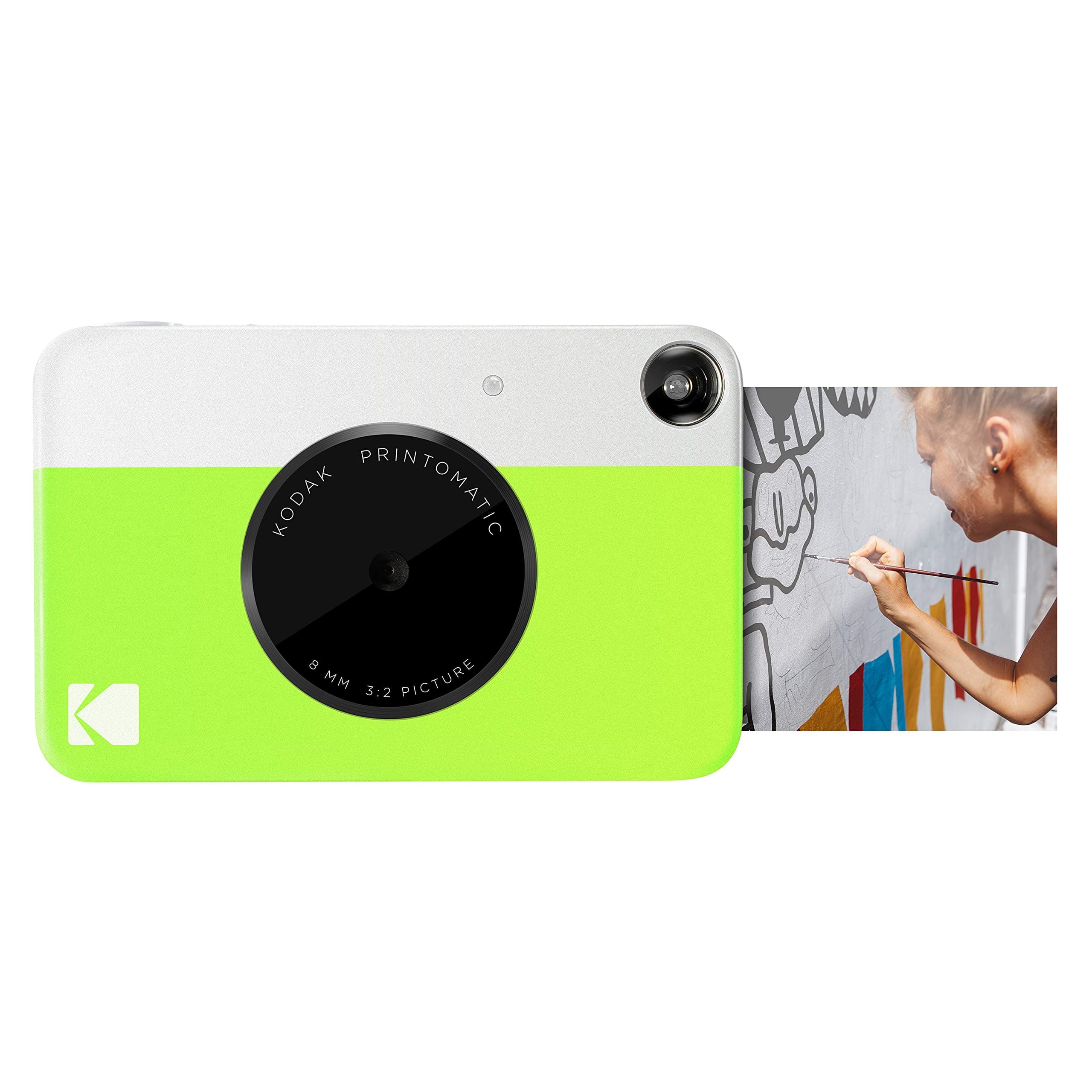 KODAK Printomatic Full-Color Instant Print Digital Camera, Zink 2x3" (5.1x7.5 cm) Sticky-Back Photo Paper, 5MP, Portable, Creative Fun Gift for Birthday, Christmas, Holiday, Green