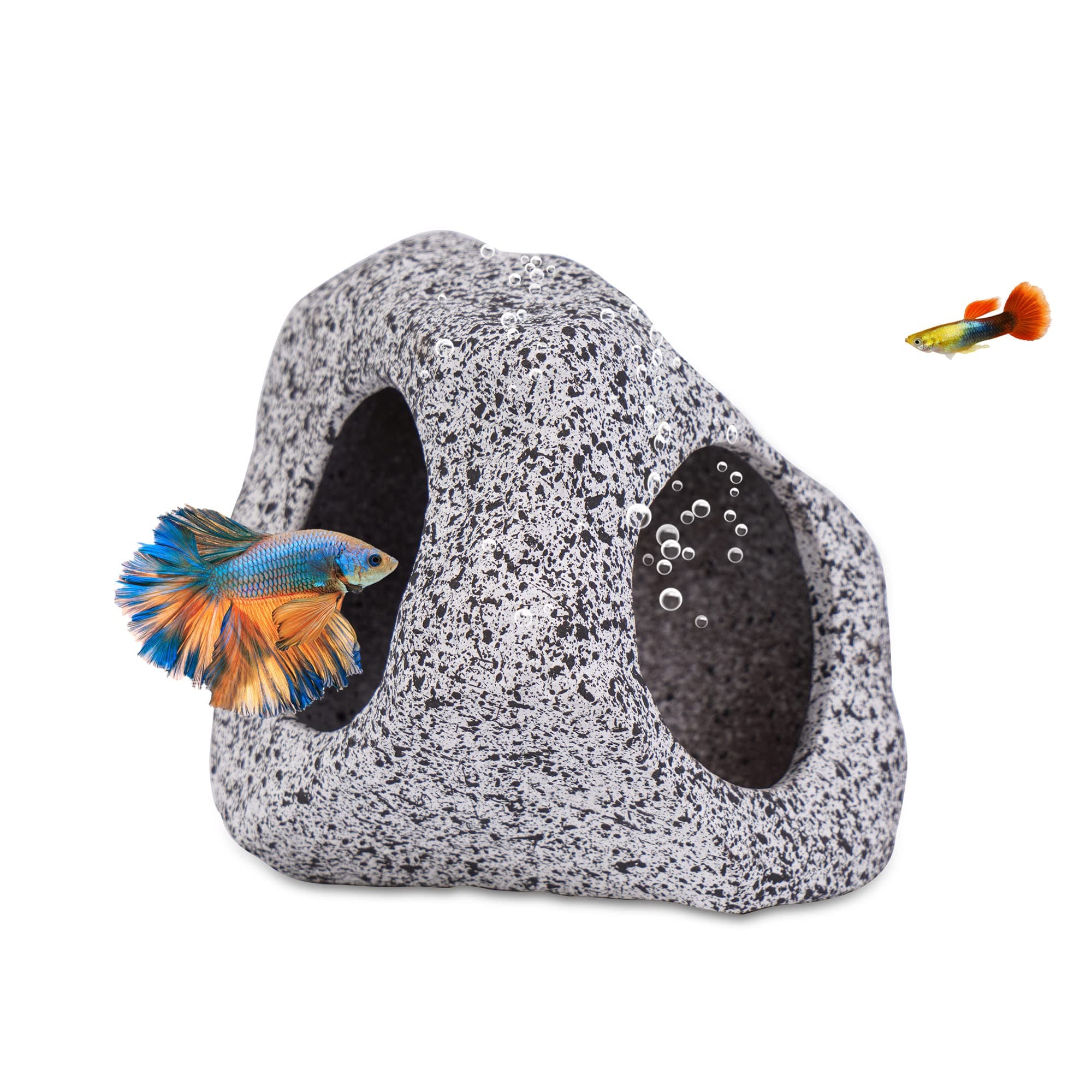 Ameliade Aquarium Decorations Cave Betta Fish Tank Accessories Rock Cave Decor for Shrimp Cichlid Hiding Breeding Small Fish Bowl Hide Decoration Betta Toys Hideout Stones House(Medium)