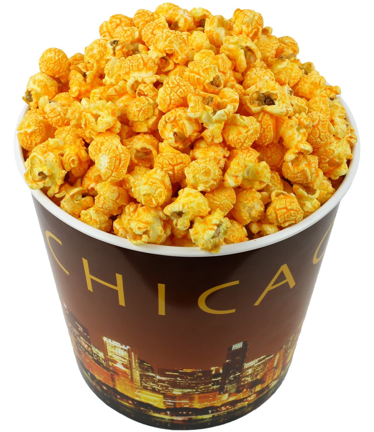 Signature Popcorn - Gourmet 1-Gallon Gold Chicago Skyline Reusable Plastic Bucket Tin - Cheddar Cheese Popcorn - Holiday, Party & Corporate Gift