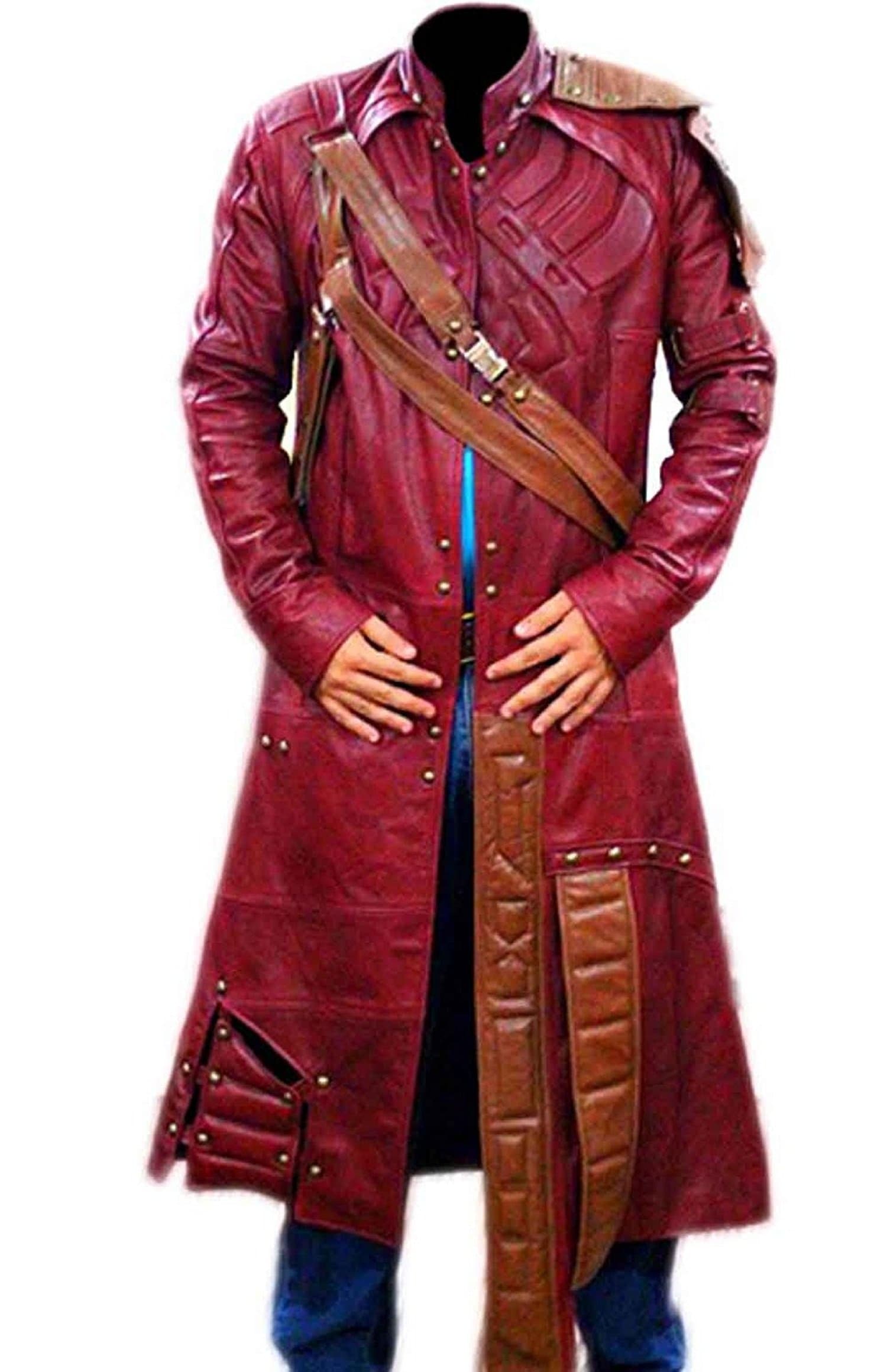 eGenius Men Guardian of The Galaxy 2 Peter Quill Costume Faux Leather Star Lord Coat -Trench Leather Coat Men