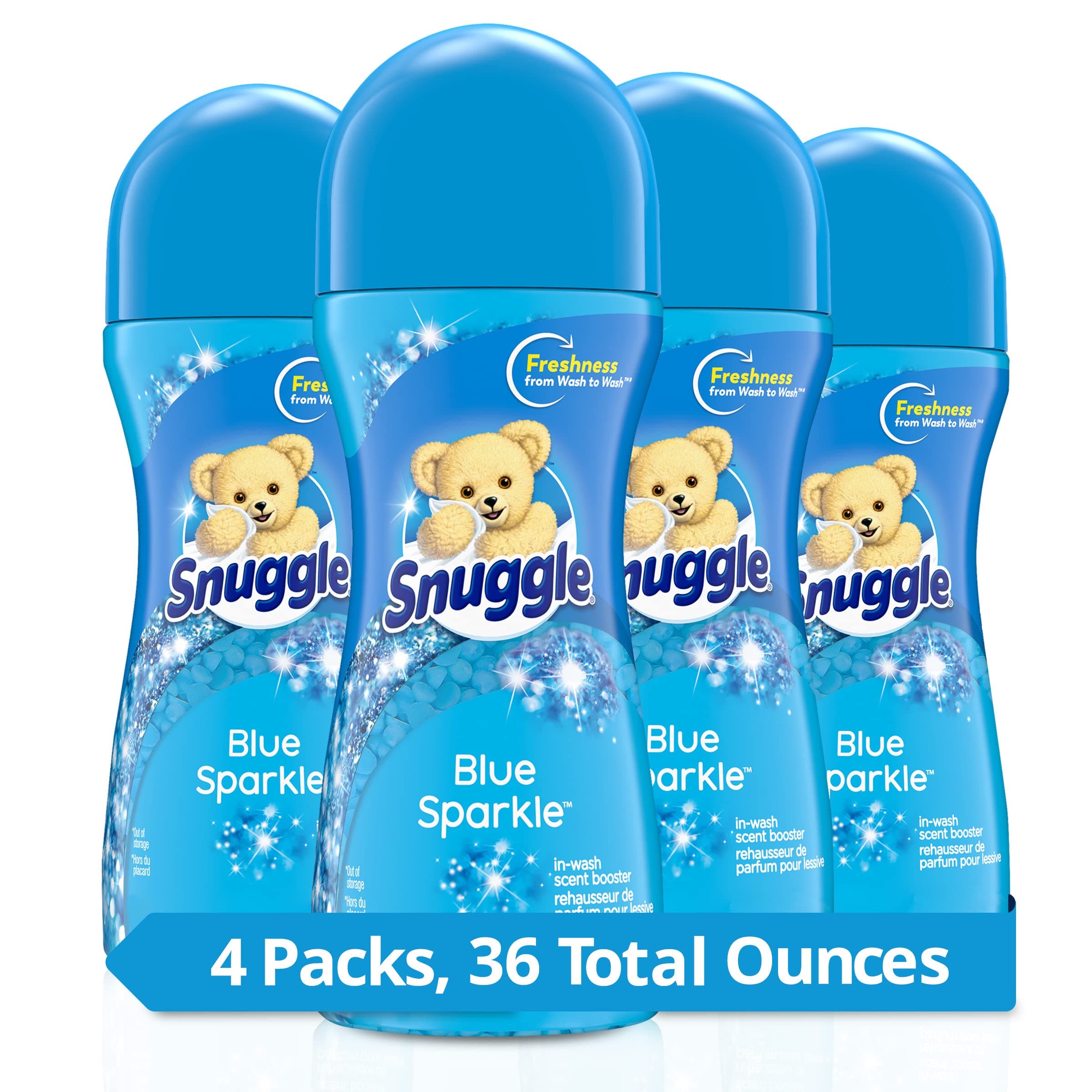 Snuggle Scent Shakes in-Wash Scent Booster Beads, Blue Sparkle, 9 Ounce (Pack of 4)