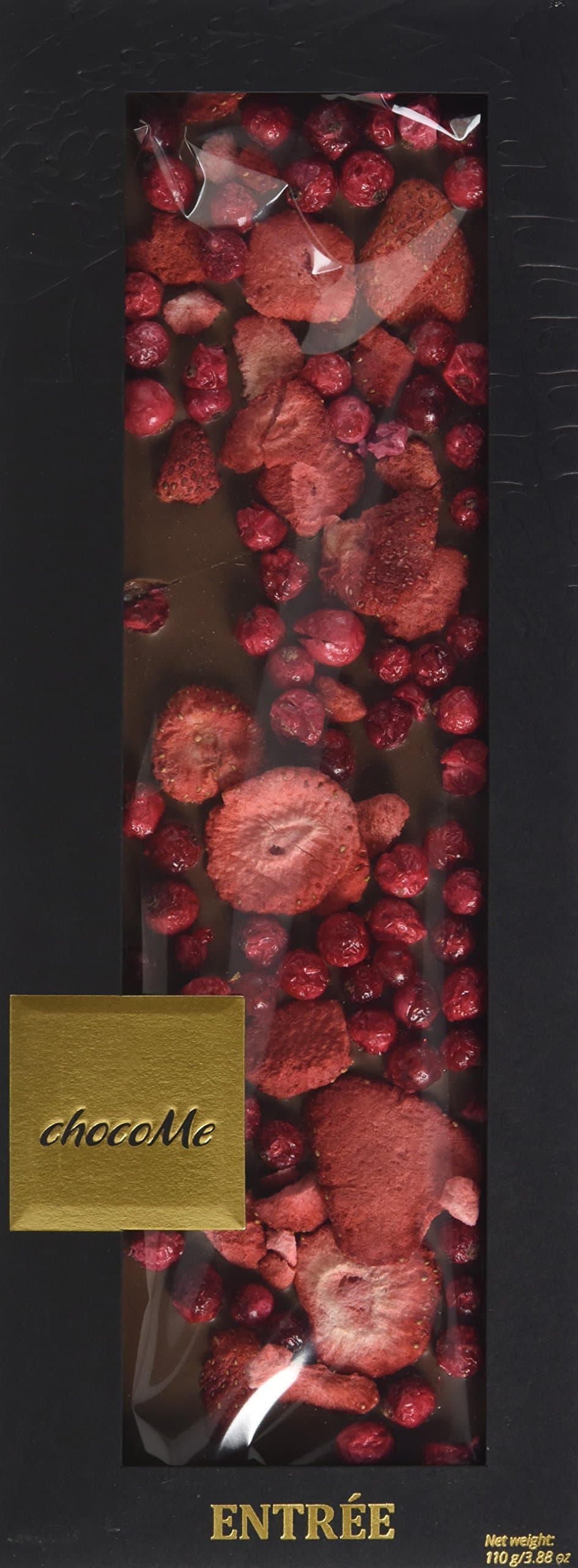 chocoMe Entrée Gourmet Classic Milk Chocolate with Strawberry Slices and Redcurrants 110 g