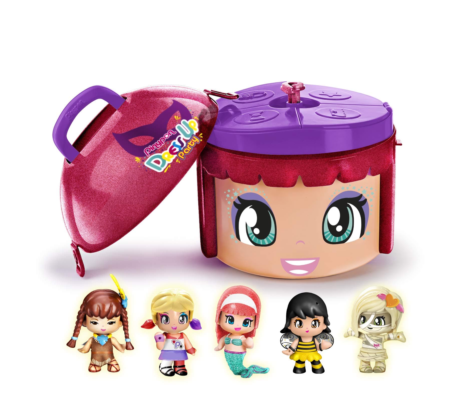 Pinypon - Dress Up Party, 5 Figures with Container, Party Costumes, Limited Edition, Toy (Famous 700015882)