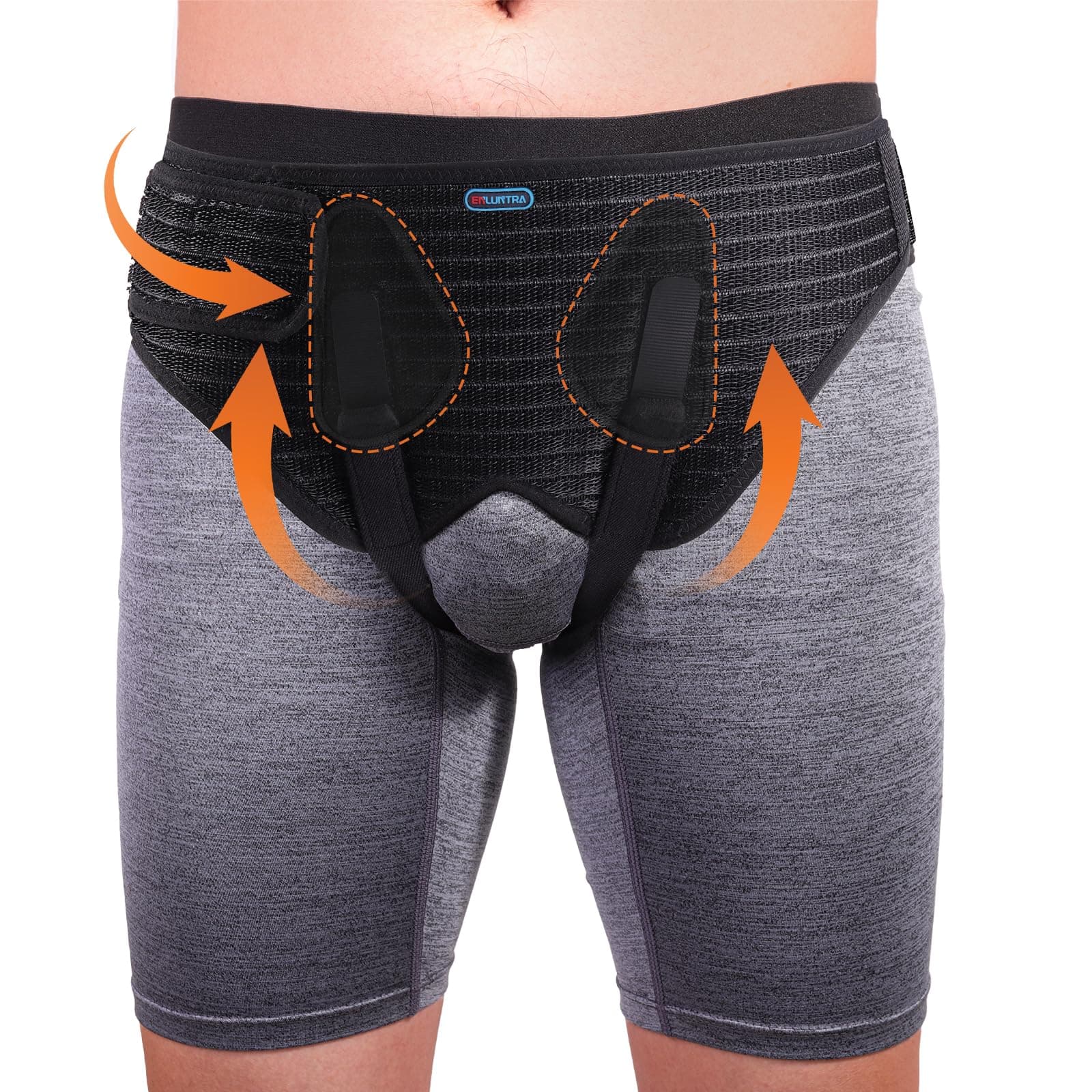 Hernia Belts for Men， Adjustable Inguinal Hernia Support Belt for Men & Women with 4 Compression Pads，Hernia Support Truss for Single/Double Inguinal （black-L）