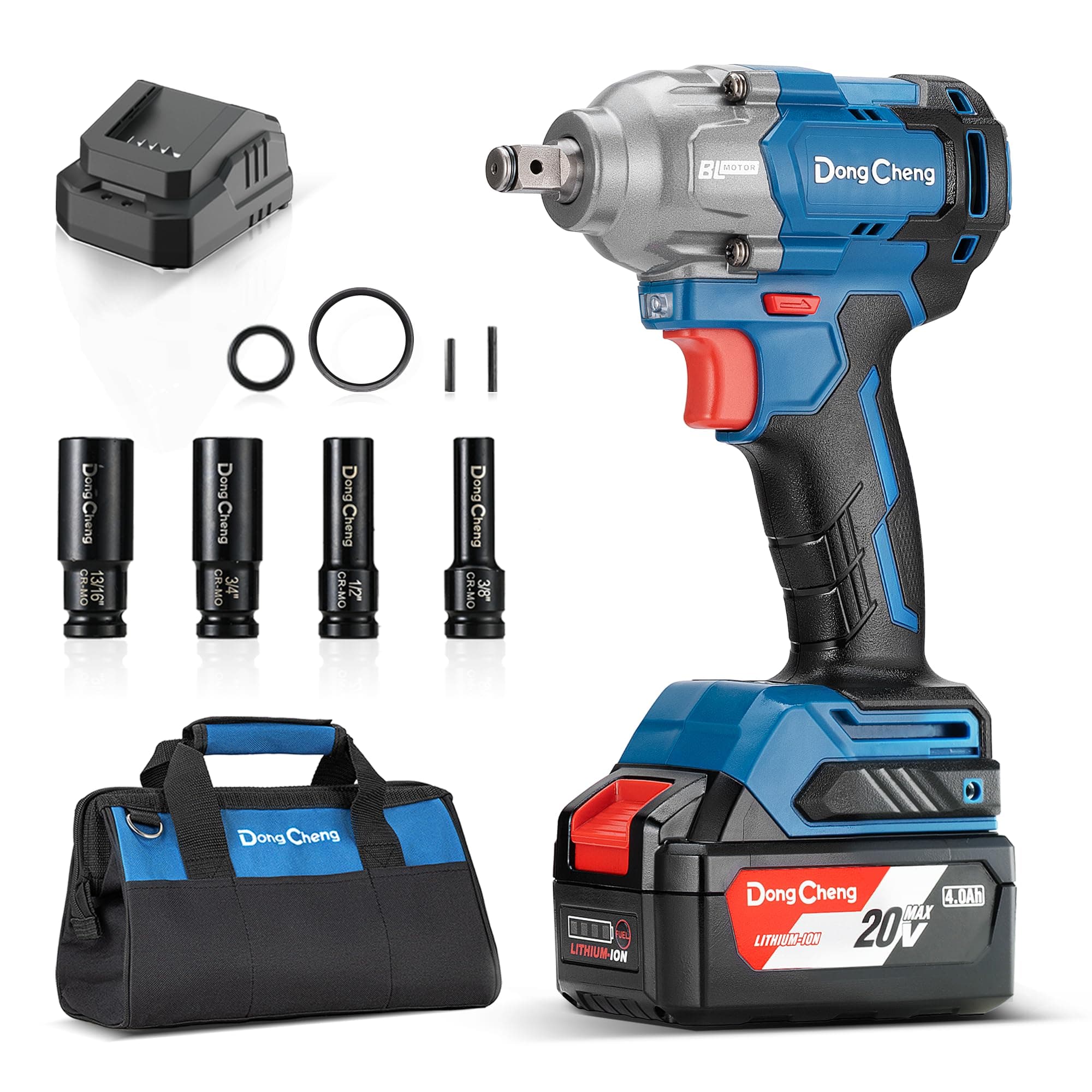 20V Brushless Impact Wrench, Max Torque 360 ft-lbs (488N.m), 1/2 inch with 3 Mode Speed, 2400 RPM Cordless Impact Gun, Includes 4.0Ah Battery, Charger, 4 Impact Sockets and Kit Bag
