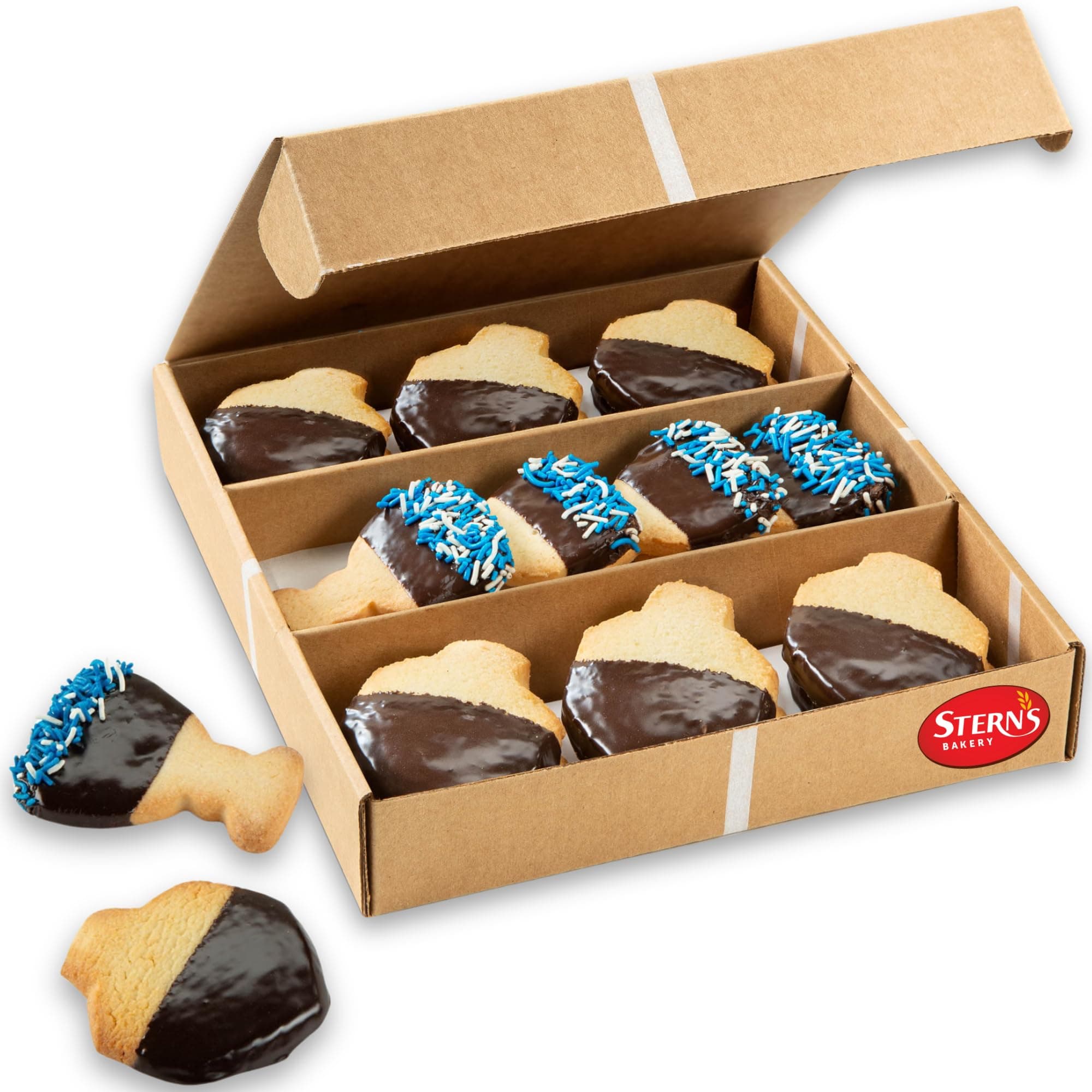 Hanukkah Cookie Gift Box (10 Cookies) Menorah & Dreidel Shortbread Chocolate Cookies – Gourmet Holiday Food Gifts for Kids, Adults & Corporate Kosher, Nut-Free