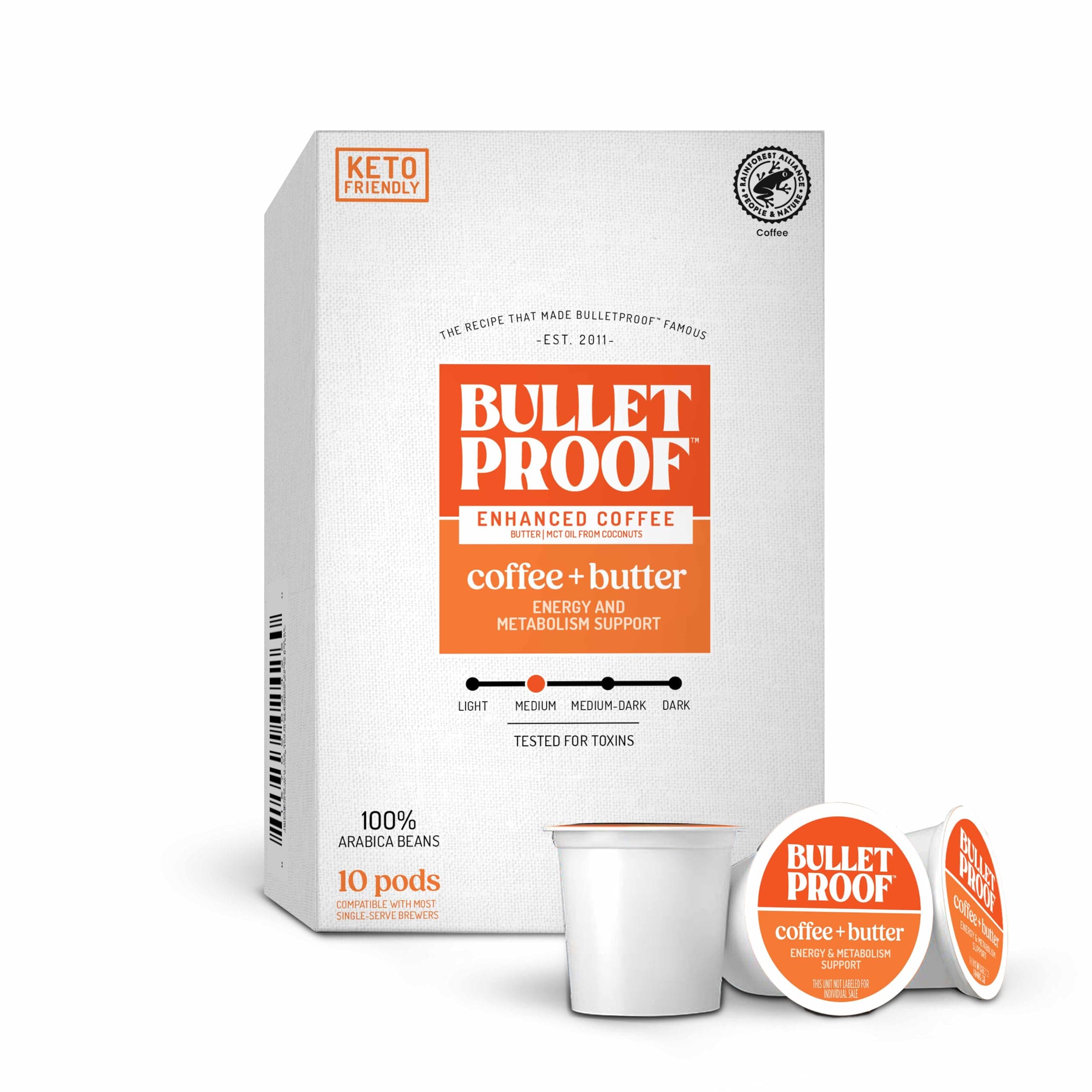 Coffee + Organic Grass-Fed Butter Single-Serve Pods, 10 Count, Keto Coffee, All-in-one Recipe with MCT Oil and Butter, Packaging May Vary