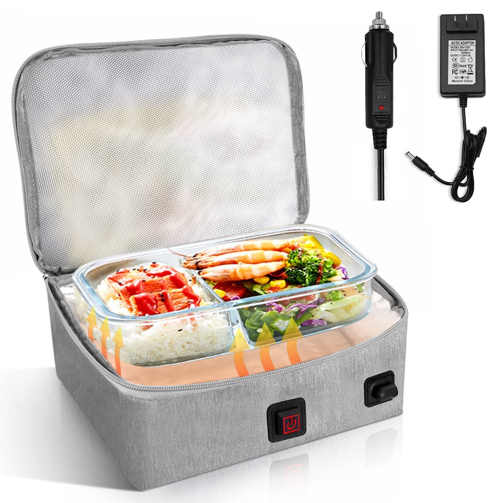 Langtaojin Portable Oven 12V,Food Warmer For Truckers,Car Heated Lunch Box Portable Personal Microwave For Road Trip/Office Work/Picnic/Camping/Family gathering Gray
