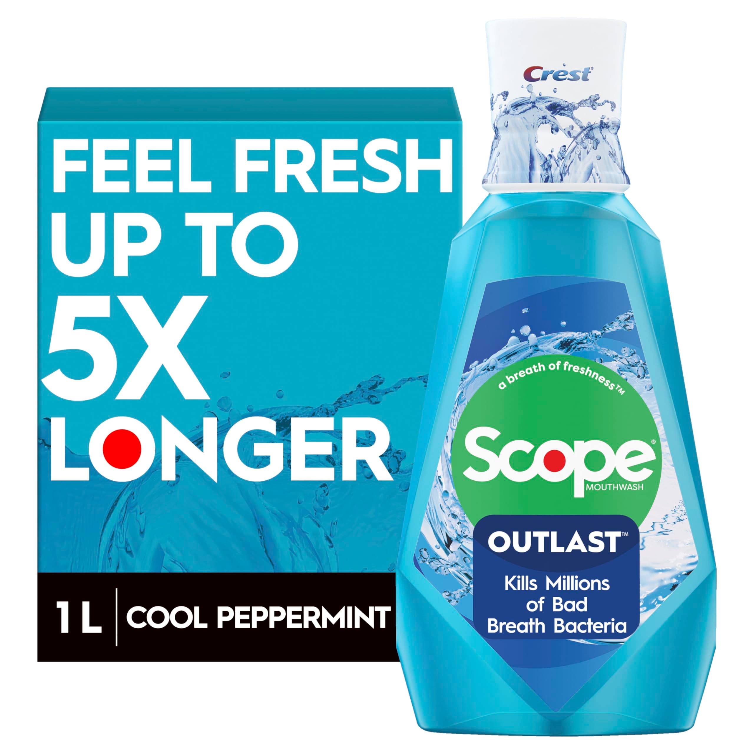 Scope Outlast Mouthwash, Long Lasting Peppermint, 1 L (SG_B019FGCOW6_US)