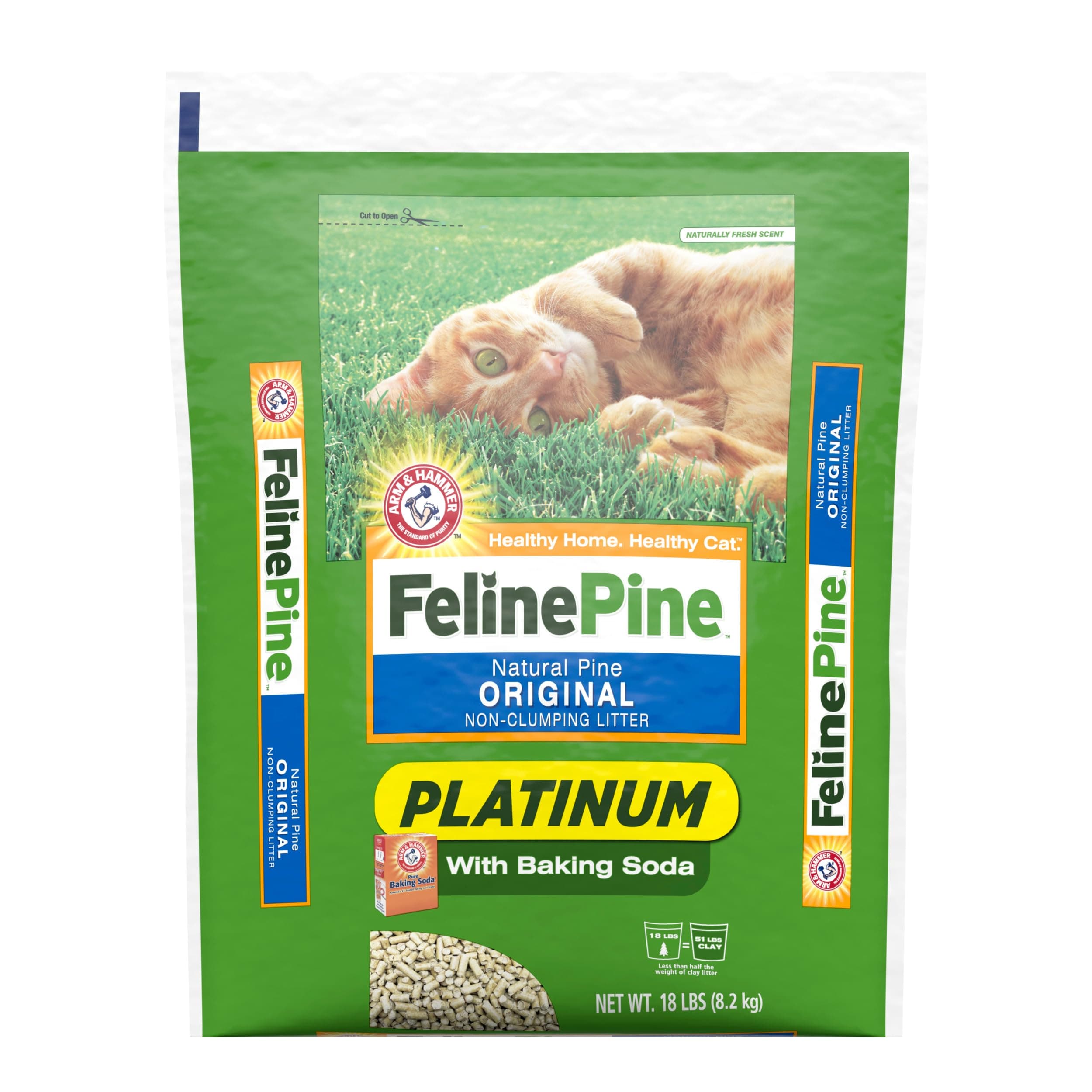Feline Pine Platinum Non-Clumping Cat Litter, Feline Pine Cat Litter 18lb