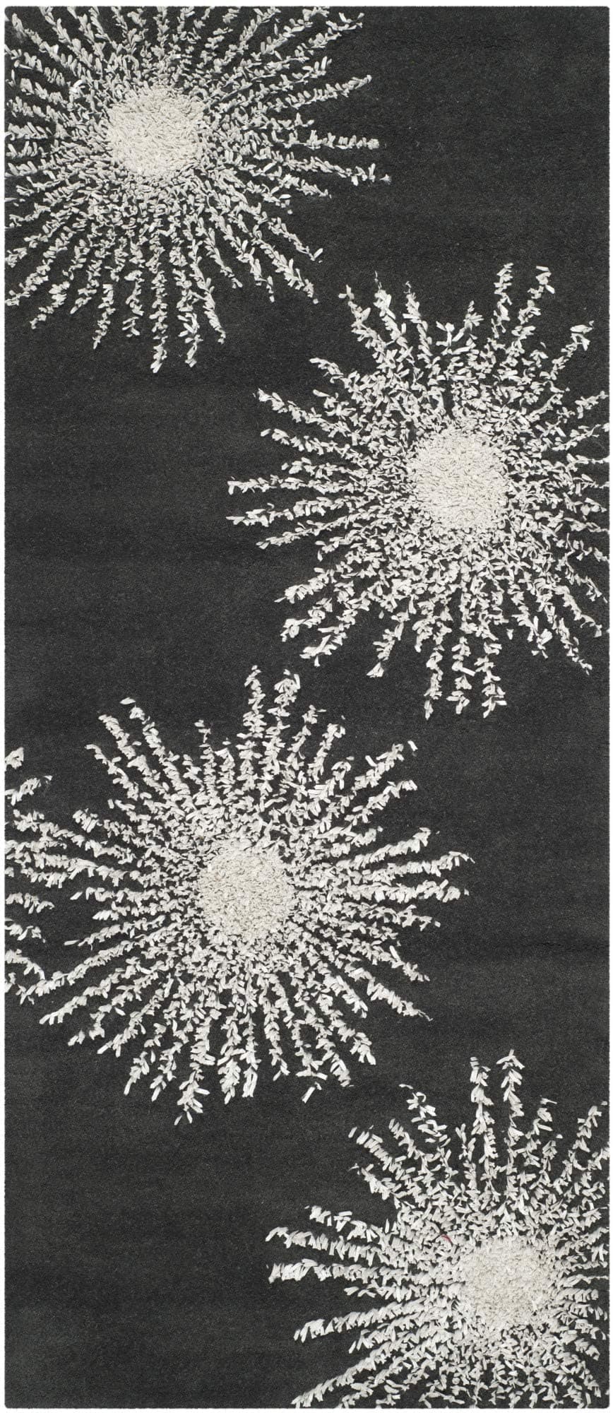 SAFAVIEH Soho Collection 6' x 9' Charcoal / Ivory SOH712H Handmade Starburst Premium Wool & Viscose Area Rug