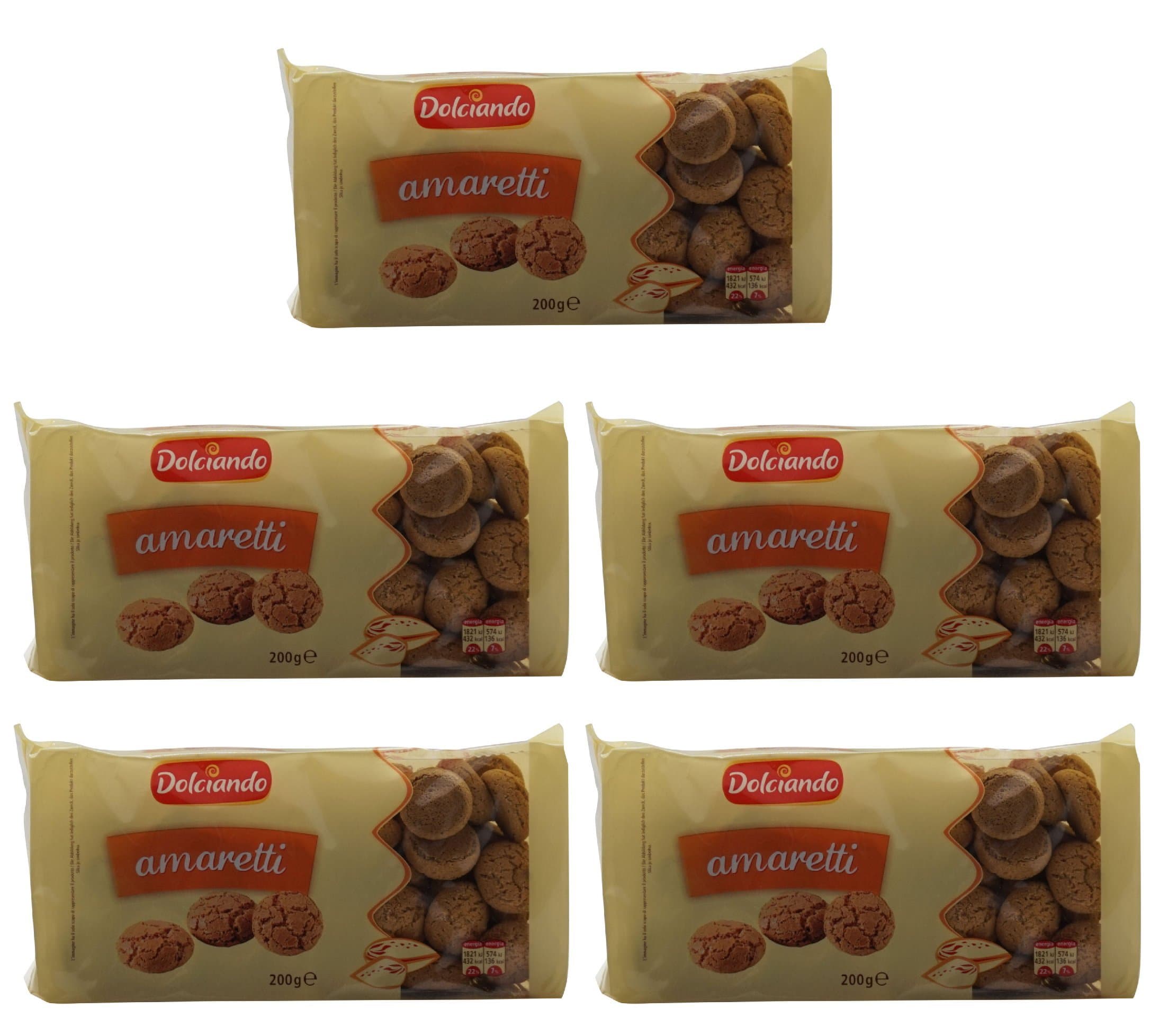 Dolciando: " Amaretti " amaretti biscuits 7.05 Ounce (200gr) Packages (Pack of 5) [ Italian Import ]