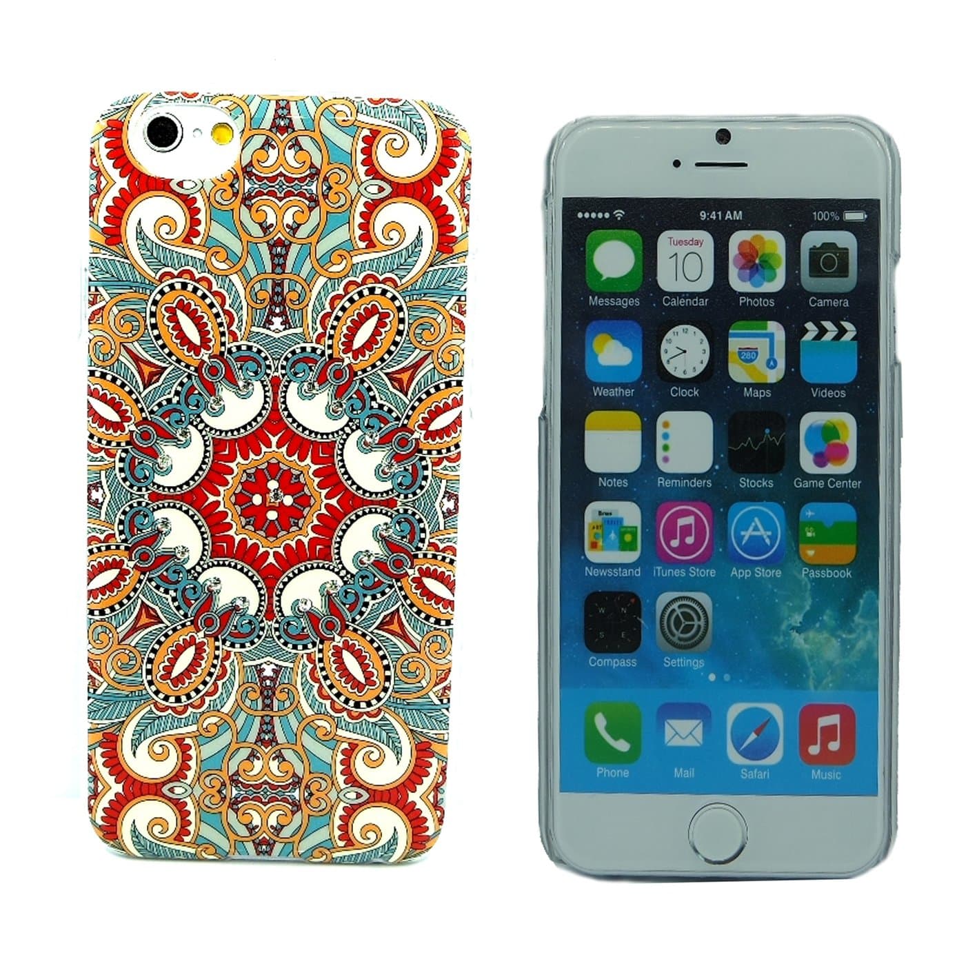 "Beckberg" Swarovski Crystal Studded Color Picture Hard Shell Case for iPhone 6 (4.7 Inch Screen) (BKBG-I6-3)