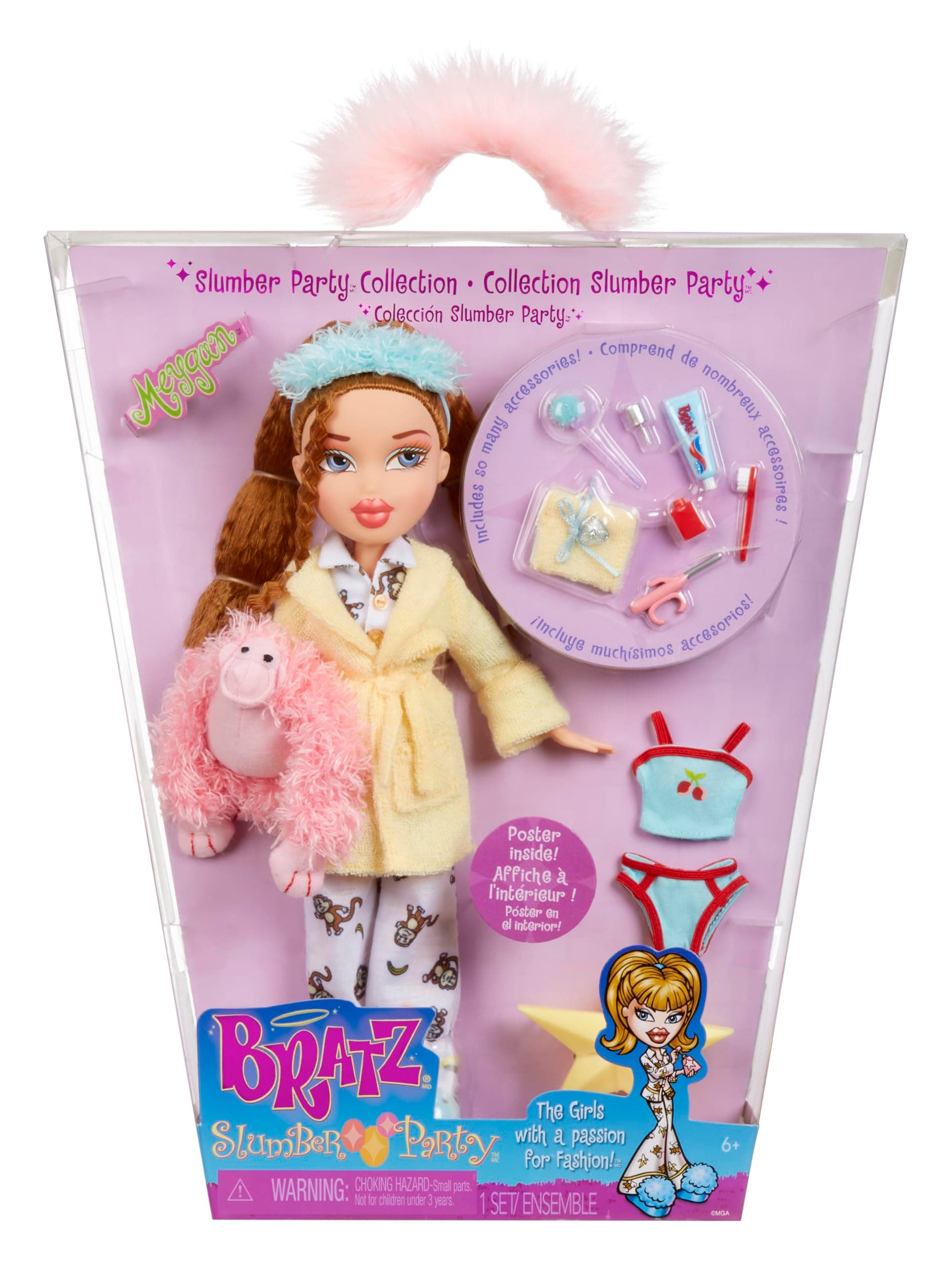 Slumber Party Meygan Fashion Doll with 2 Sets of Pajamas, Plush, and Accessories