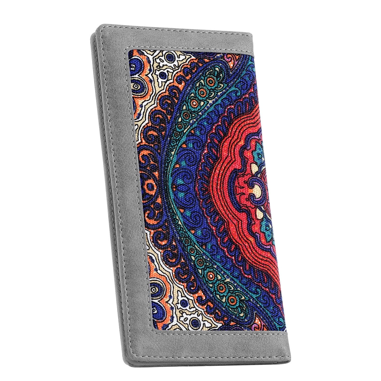 Womens RFID Blocking Bifold Long Wallets Slim Snap Wallet Card Holder Organizer with Snap Fastener and ID Window for Ladies and Girls（Grey