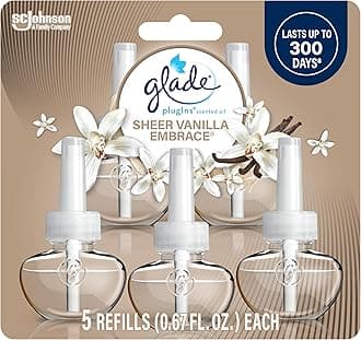 PlugIns Refills Air Freshener, Scented and Essential Oils for Home and Bathroom, Sheer Vanilla Embrace, 3.35 Fl Oz, 5 Count