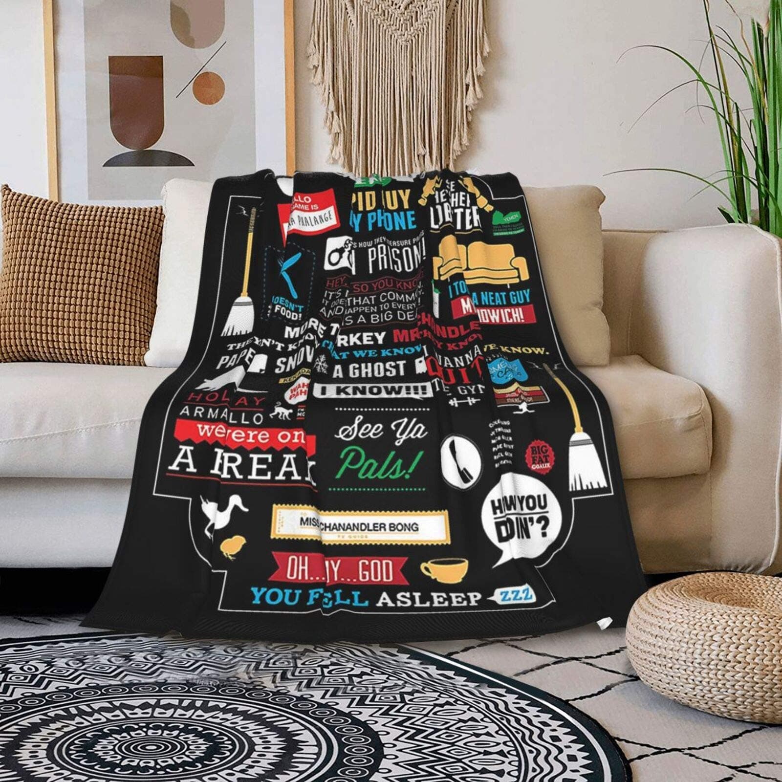 Friends Blanket Quilt TV Show Flannel Throw Blanket for Sofa Couch Bed (Coffee, 50"x40")