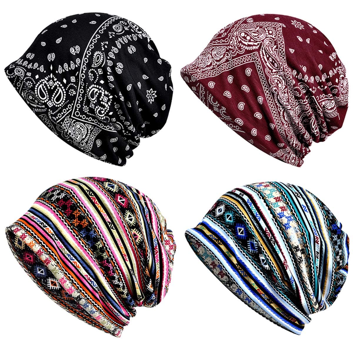 ELLEWIN Cotton Slouchy Beanie Hip-Hop Soft Lightweight Running Beanie Adult Skull Hats Cap for Men Women