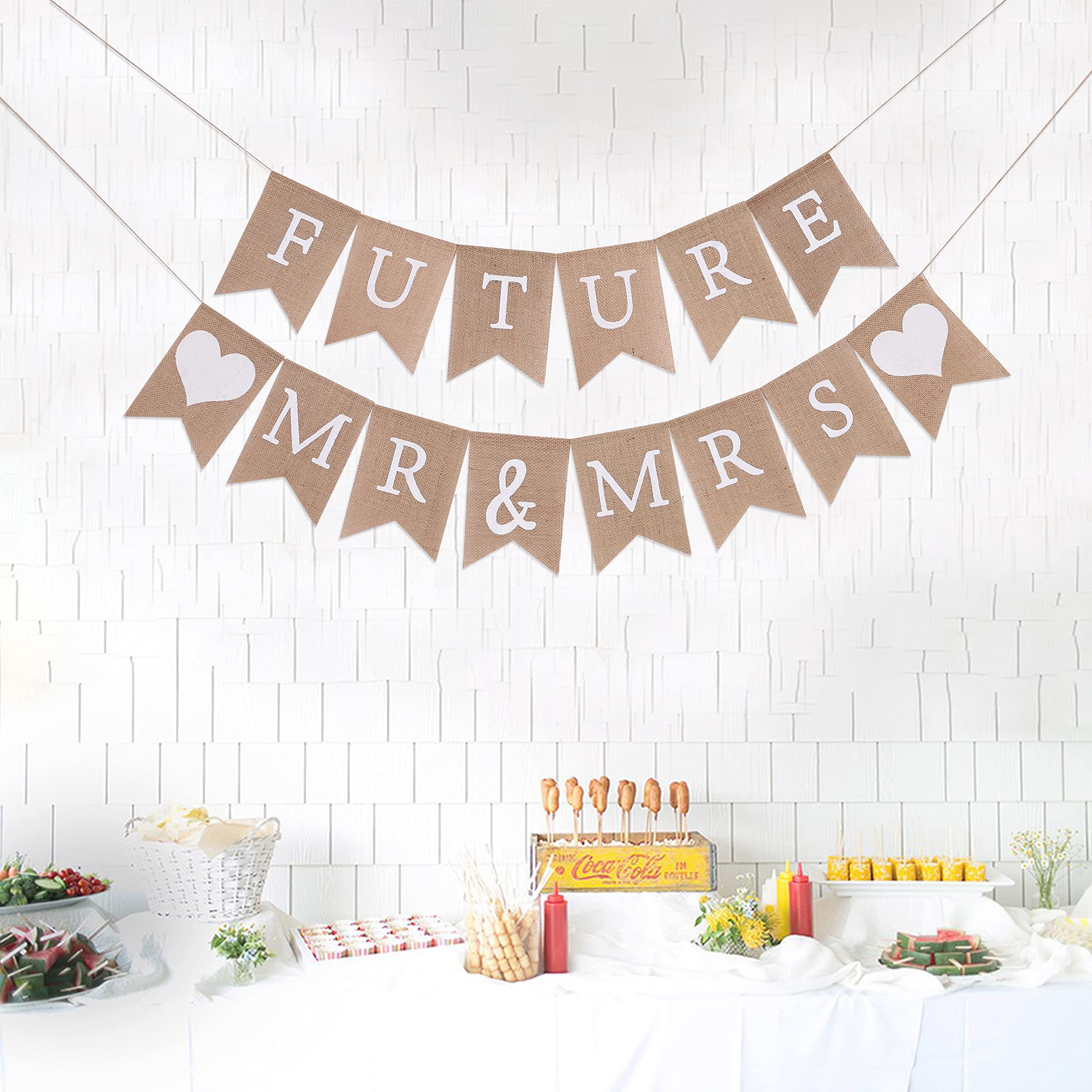 Future Mr&Mrs Burlap Banner - Future Mr&Mrs Couples Shower Decor,Bridal Shower Decorations,Engagement Banner, Best Bridal Wedding Supplies