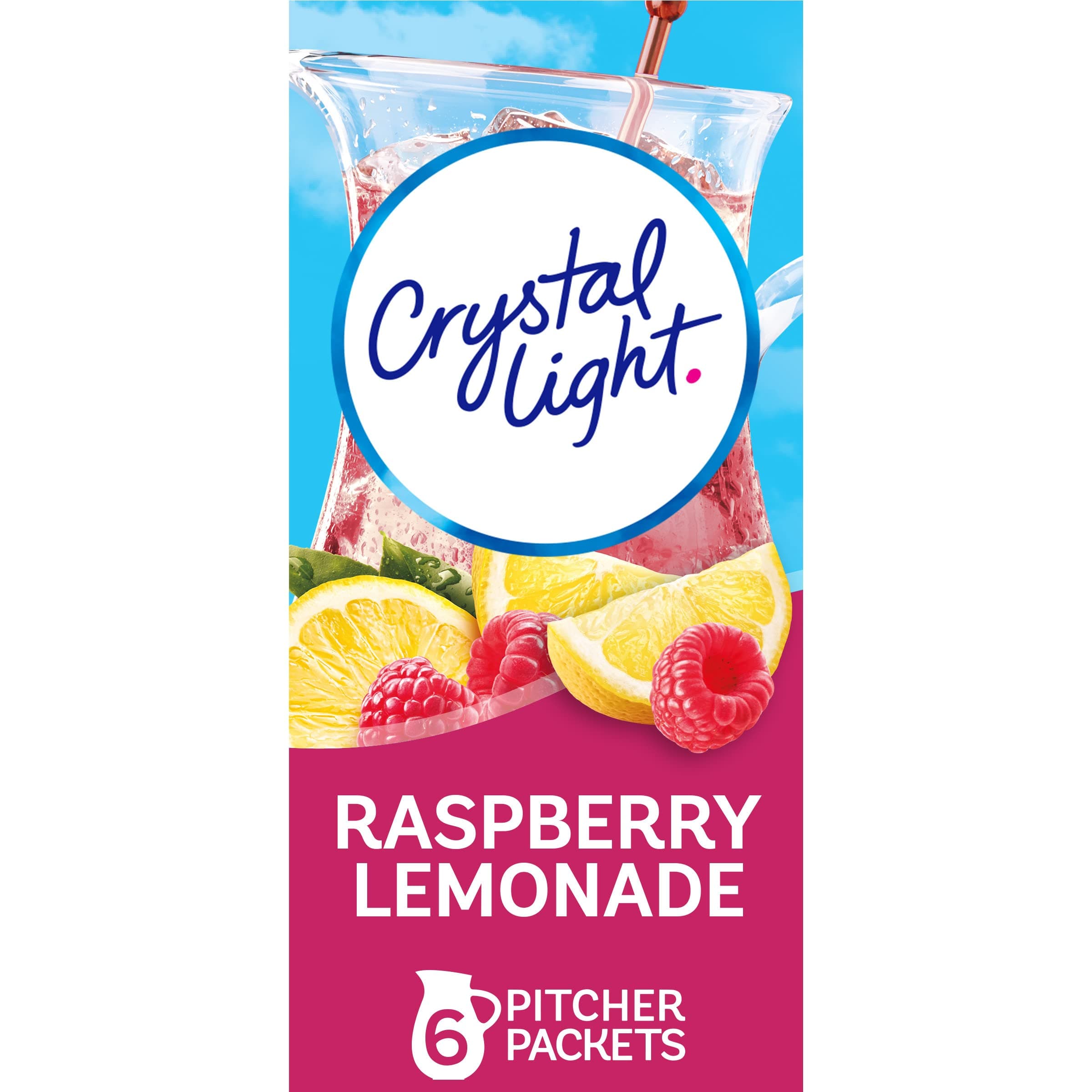 Crystal Light Sugar-Free Raspberry Lemonade Low Calories Powdered Drink Mix 6 Count (Pack of 12) Pitcher Packets