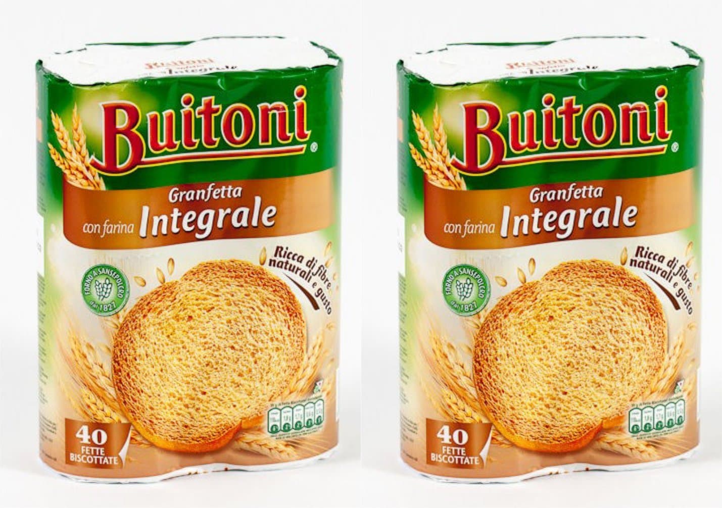 Buitoni: "Granfetta" Fette Biscottate 40 count -Whole Wheat Italian Toast - 300g Pack of 2