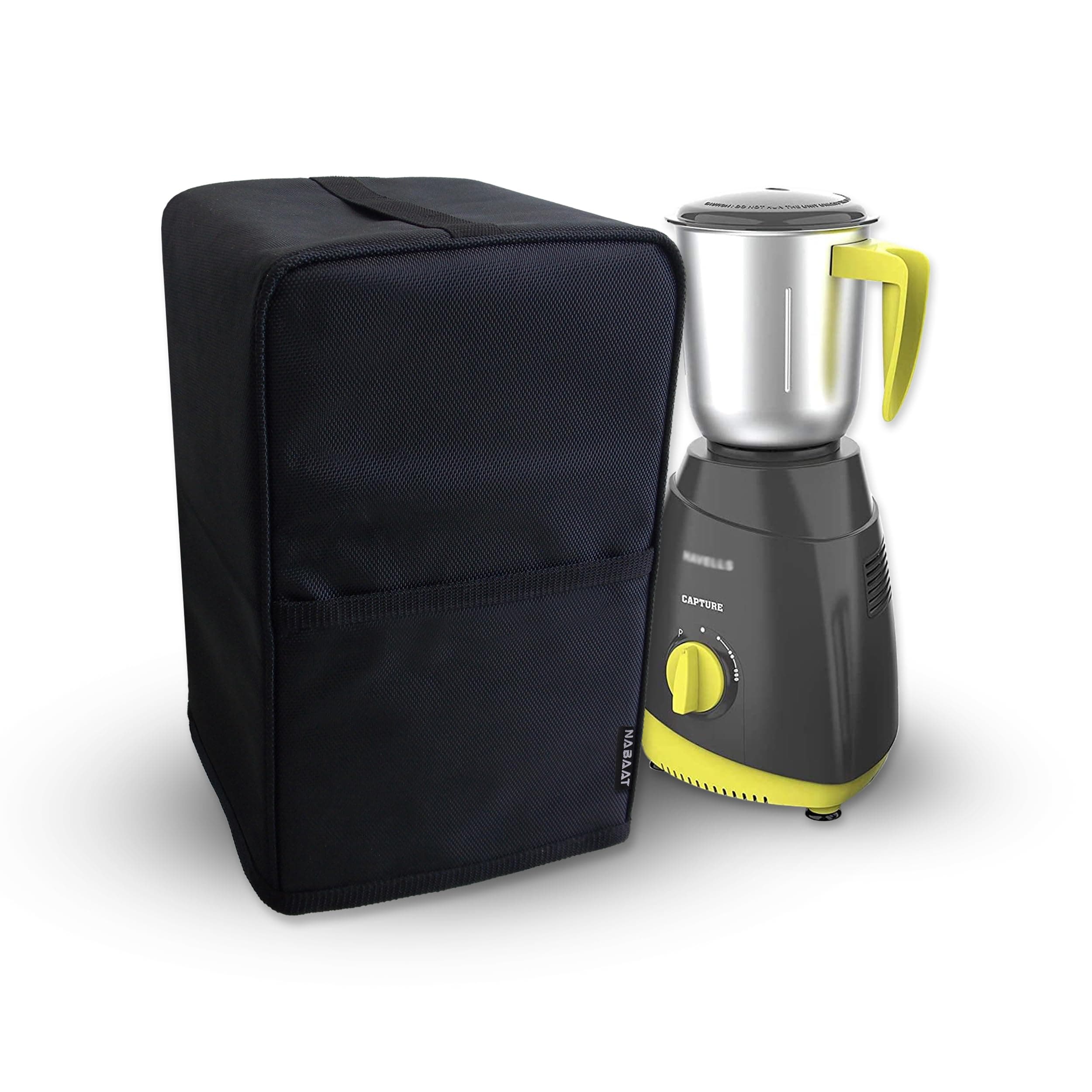 Nabaat PVC Polyester Mixer Grinders Waterproof Dust Cover For Kitchen Table Top Standard Size, Black (8"X 8"X 12.5")