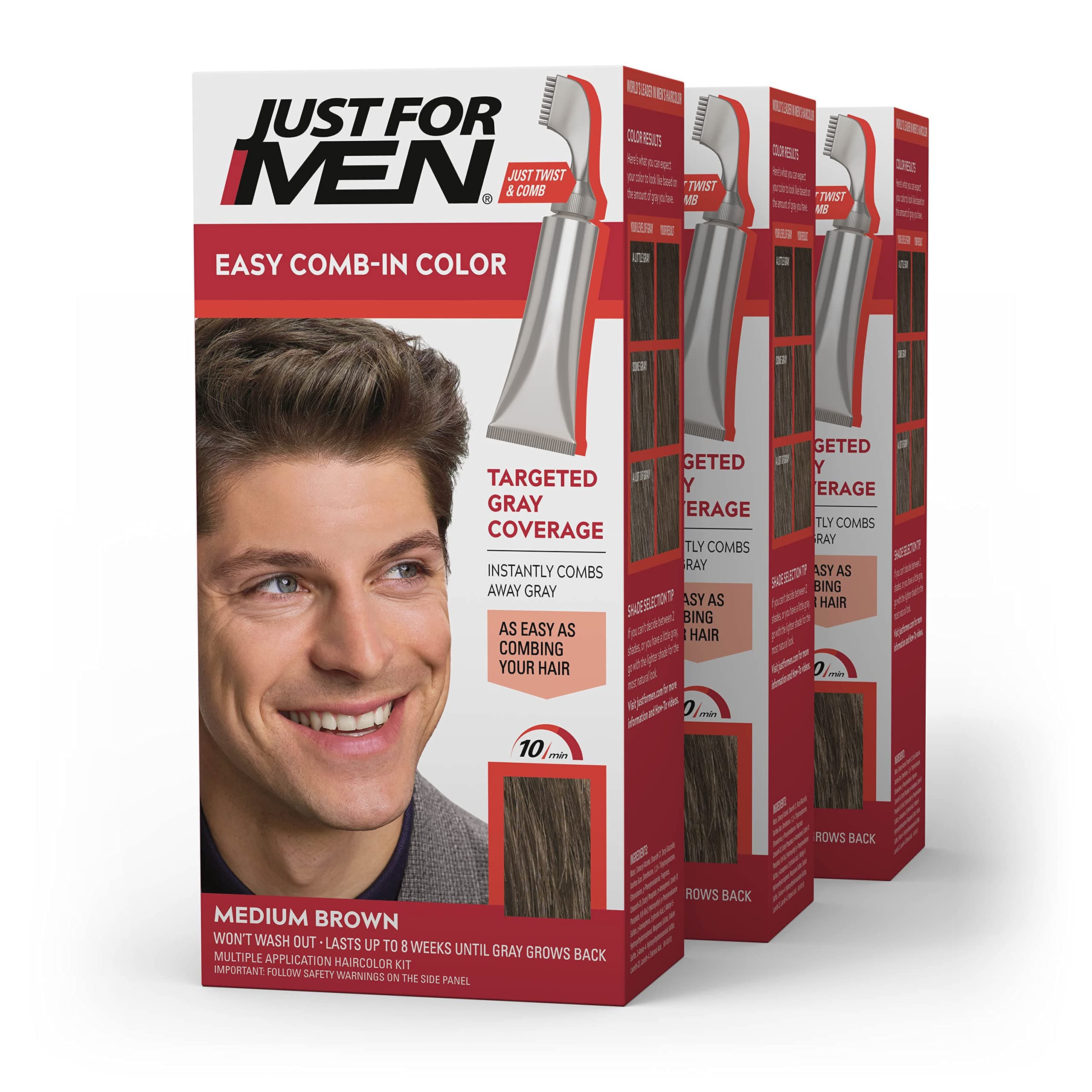 Touch of Gray, Mens Hair Color Kit with Comb Applicator for Easy Application