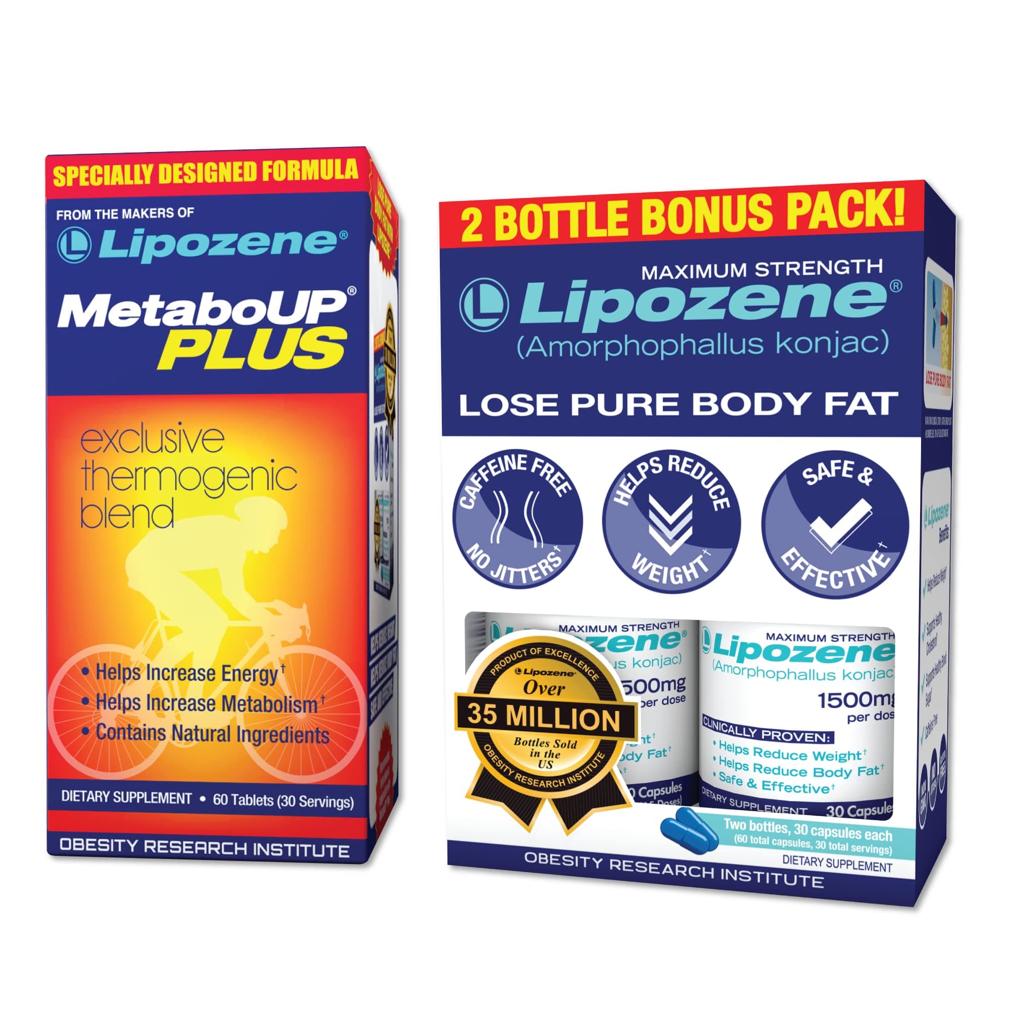 Weight Loss Pills Double Pack and MetaboUp Plus Thermogenic Supplement - Appetite Suppressant