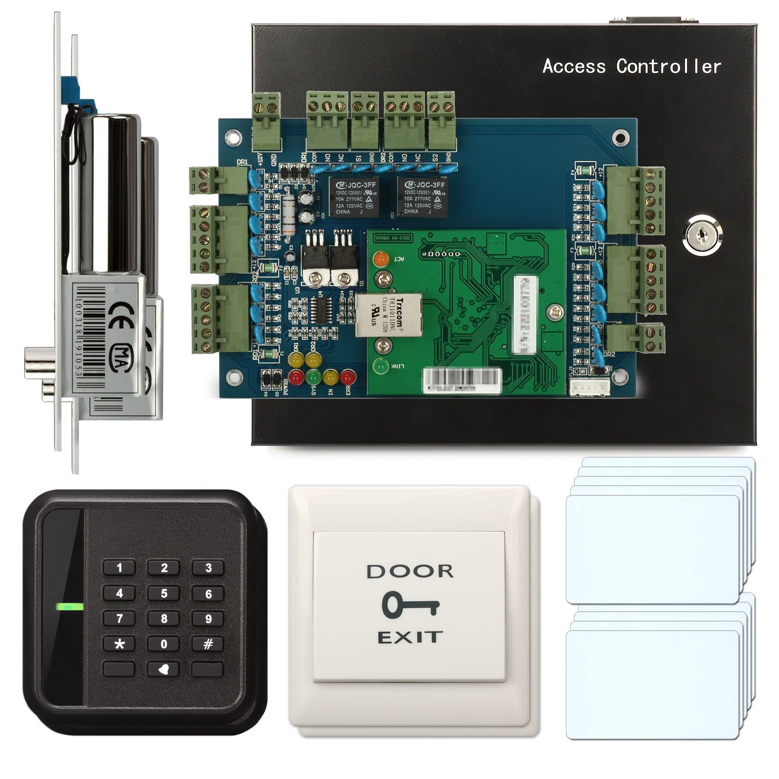 Soter® 2 Door Access Controller Board RFID IC Card Keypad Reader Network Office Security System + Electric Bolt Door Lock NO Mode