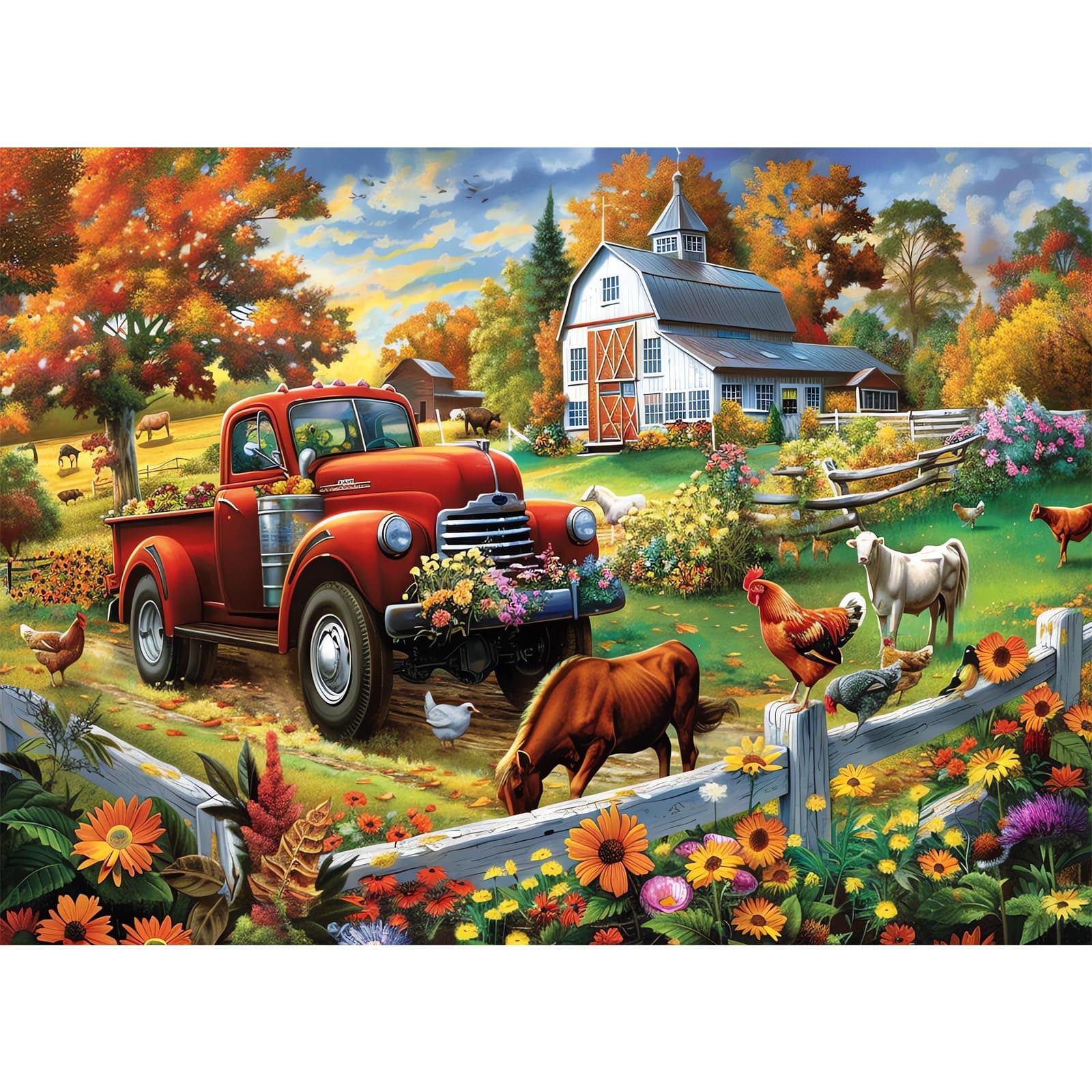 300 Pieces Jigsaw Puzzle for Adults,Country Life Puzzle 300 Pieces Highlights the Agricultural Life and Rural Beauty - Thick,Sturdy Pieces Challenging Family Activity Great Gift Idea,20.5 x 15 in