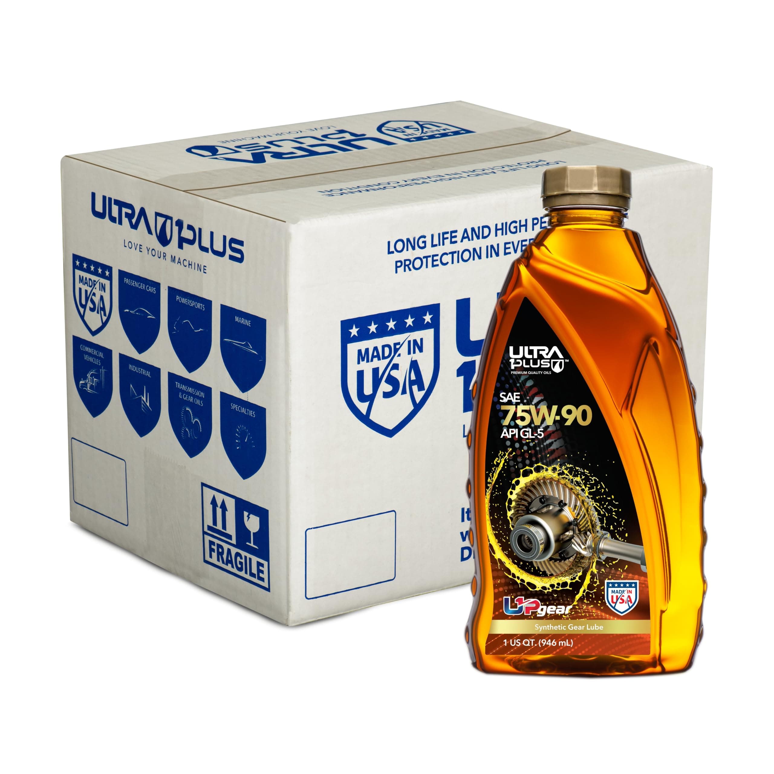 ULTRA 1PLUS U1P-Gear SAE 75W-90 Synthetic Limited Slip Gear Oil, API GL-5, MT-01 (12 QTS)