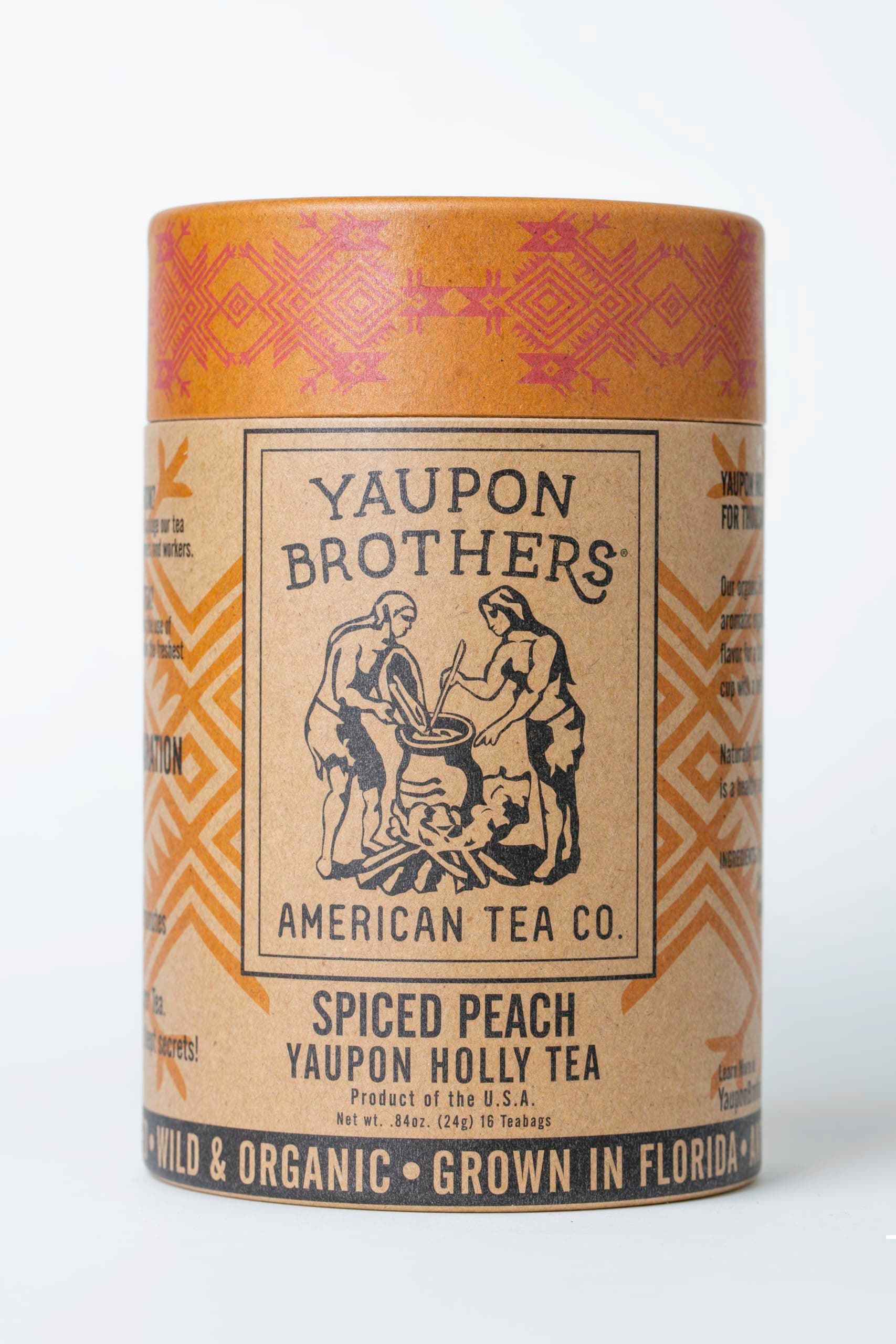 Spiced Peach Yaupon Tea - 16 Eco-Friendly Yaupon Peach Tea Bags Crafted from Organic Peach Green Tea Ingredients & Antioxidant Rich - Pure Peach Tea Leaves in Fiber Bags