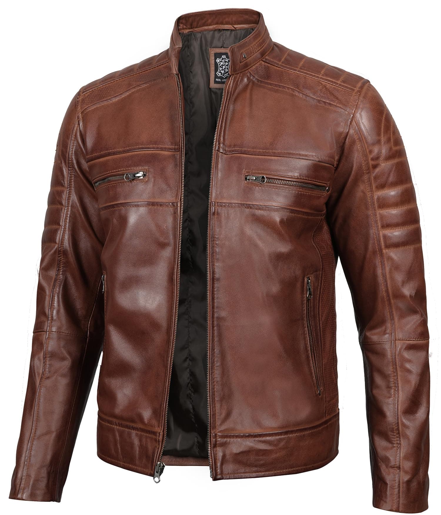 Blingsoul Real Lambskin Men's Leather Jackets - Cafe Racer Style Premium Leather Jacket Men