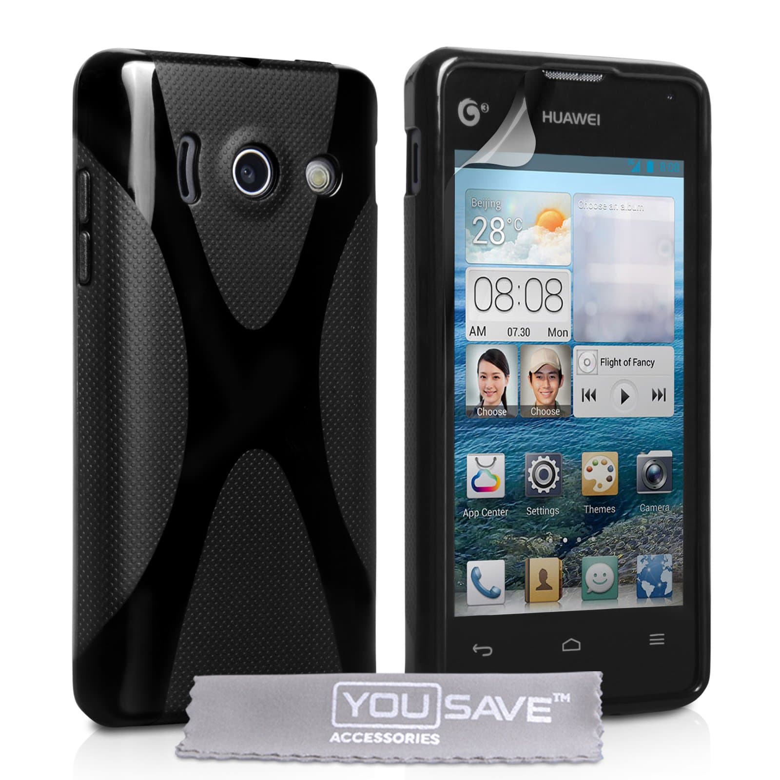 Yousave Accessories Huawei Ascend Y300 Case Black X-Line Silicone Gel Cover
