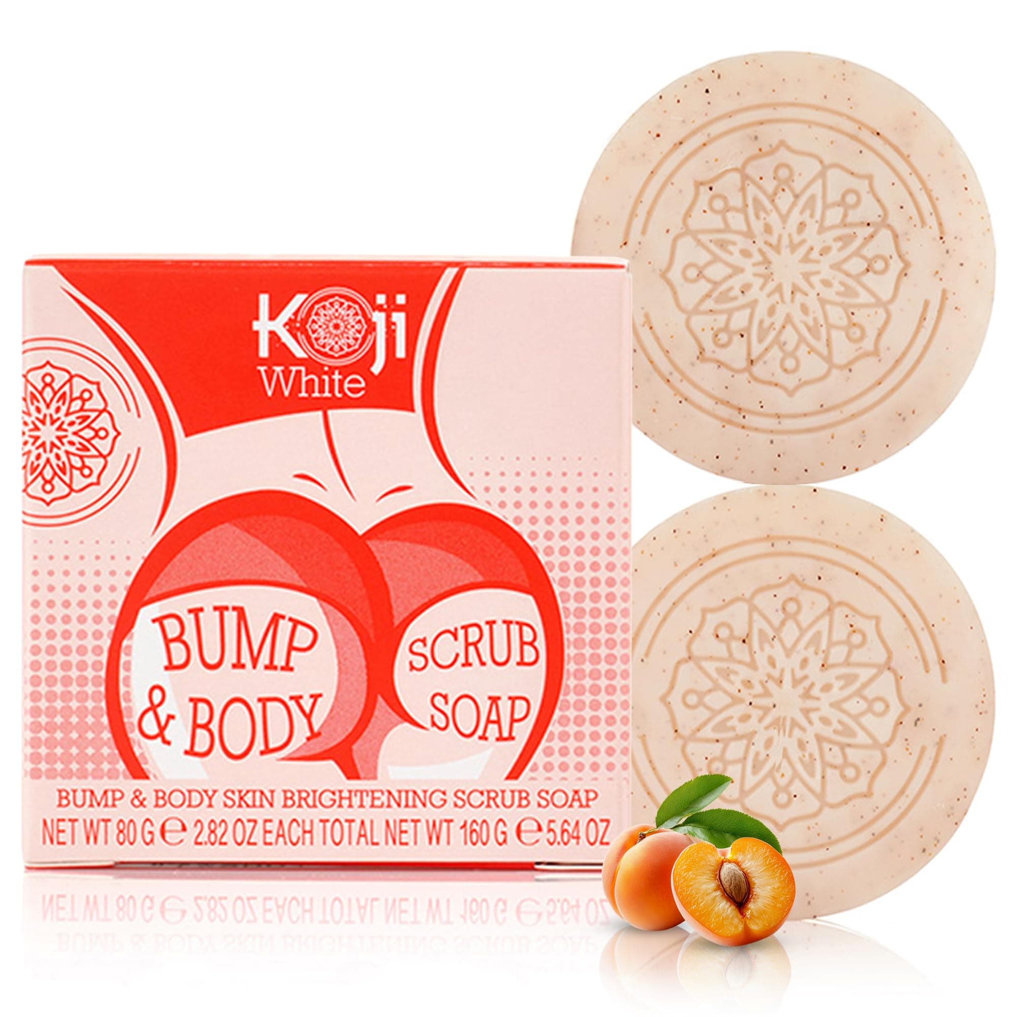 Kojic Acid Bump Eraser Body Scrub Soap for Exfoliation Butt, Elbow, Underarm with Glutathione, Coenzyme Q10, Skin Brightening for Fade Dark Spots, Fine Lines and Wrinkles, 2.82 oz (2 Bars)