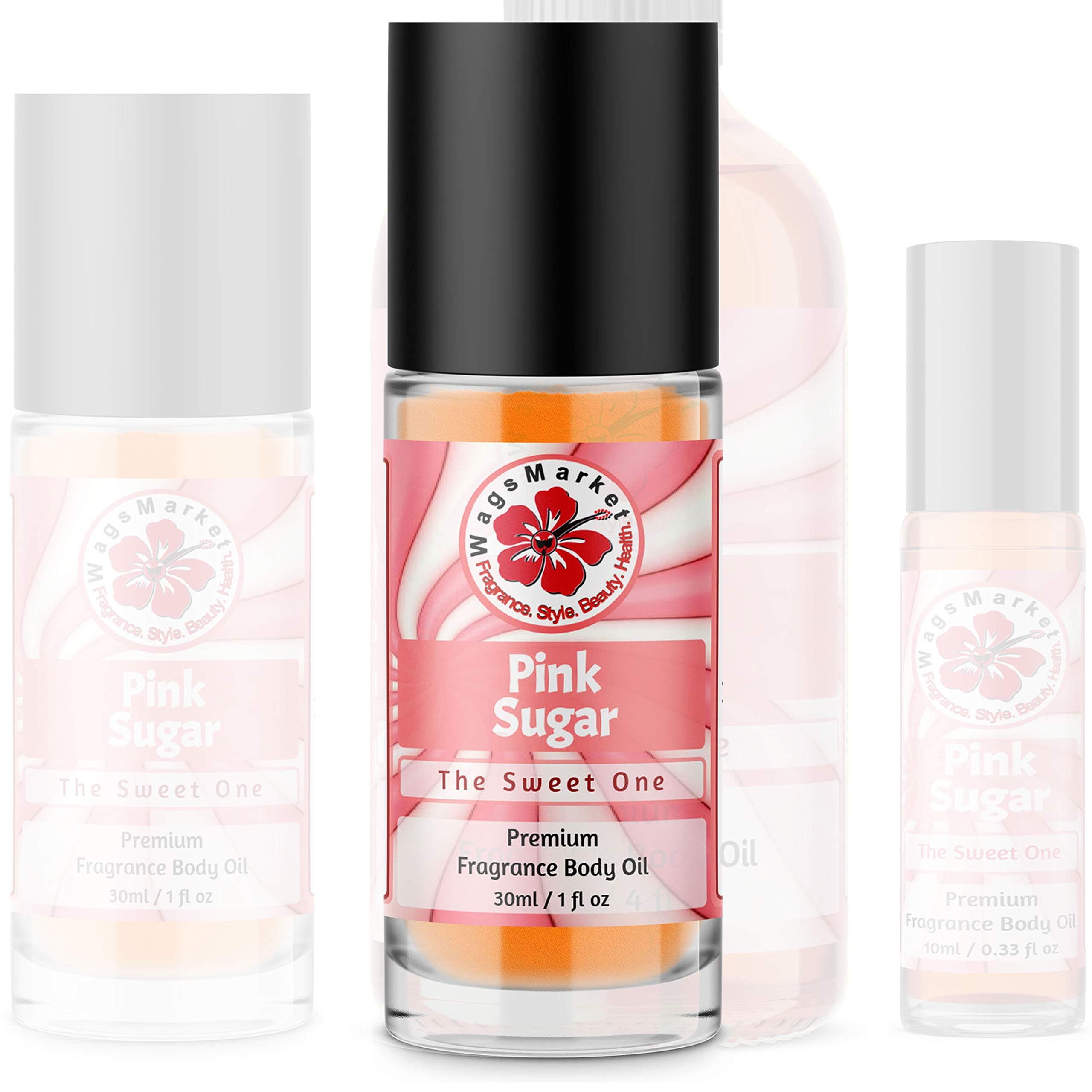 WagsMarket - Pink Sugar Perfume Oil, Choose from 0.33oz Roll On to 4oz Glass Bottle (1oz Roll On)