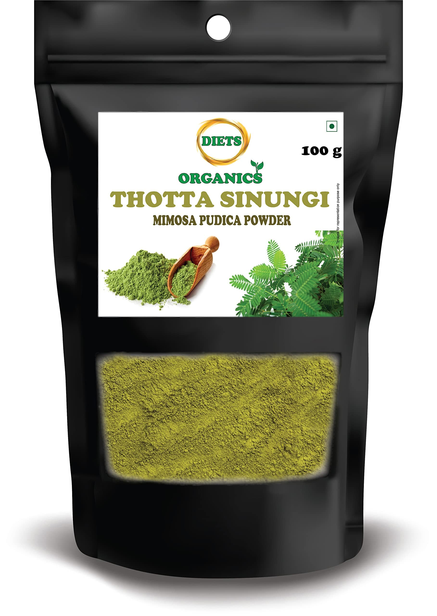 Diets Organics Thotta Sinungi powder -100 g (2) / Mimosa Pudica Powder, Thotta Sinungi/Sleepy Plant Powder/Sensitive Plant Powder/Mudatha Damara/Lajalu/Muttidare Muni/Thottavadi/Ajalikalika- 100 G