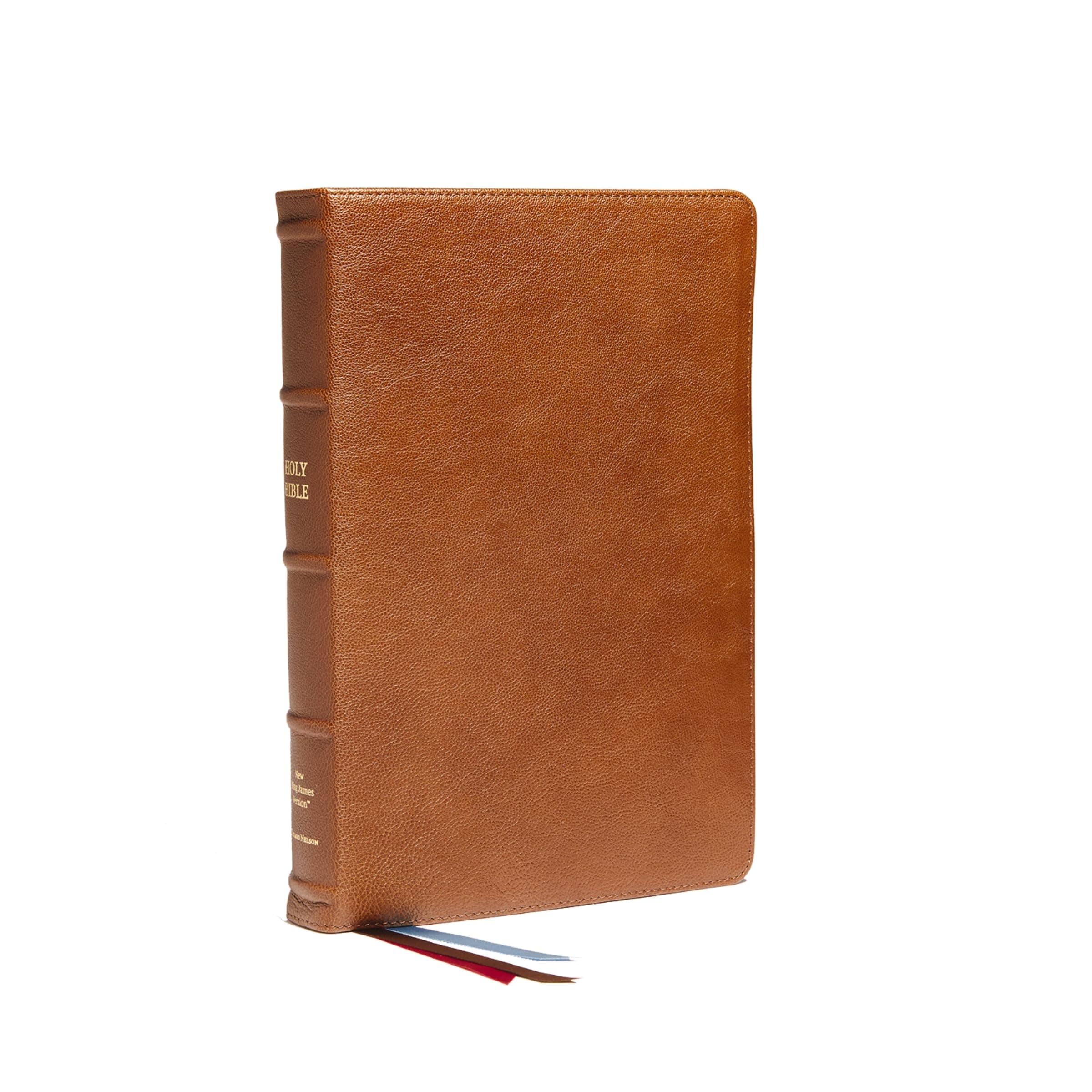 Holy Bible: New King James Version, Premium Goatskin Leather, Brown, Premier Collection: Verse-by-verse Center-column Reference