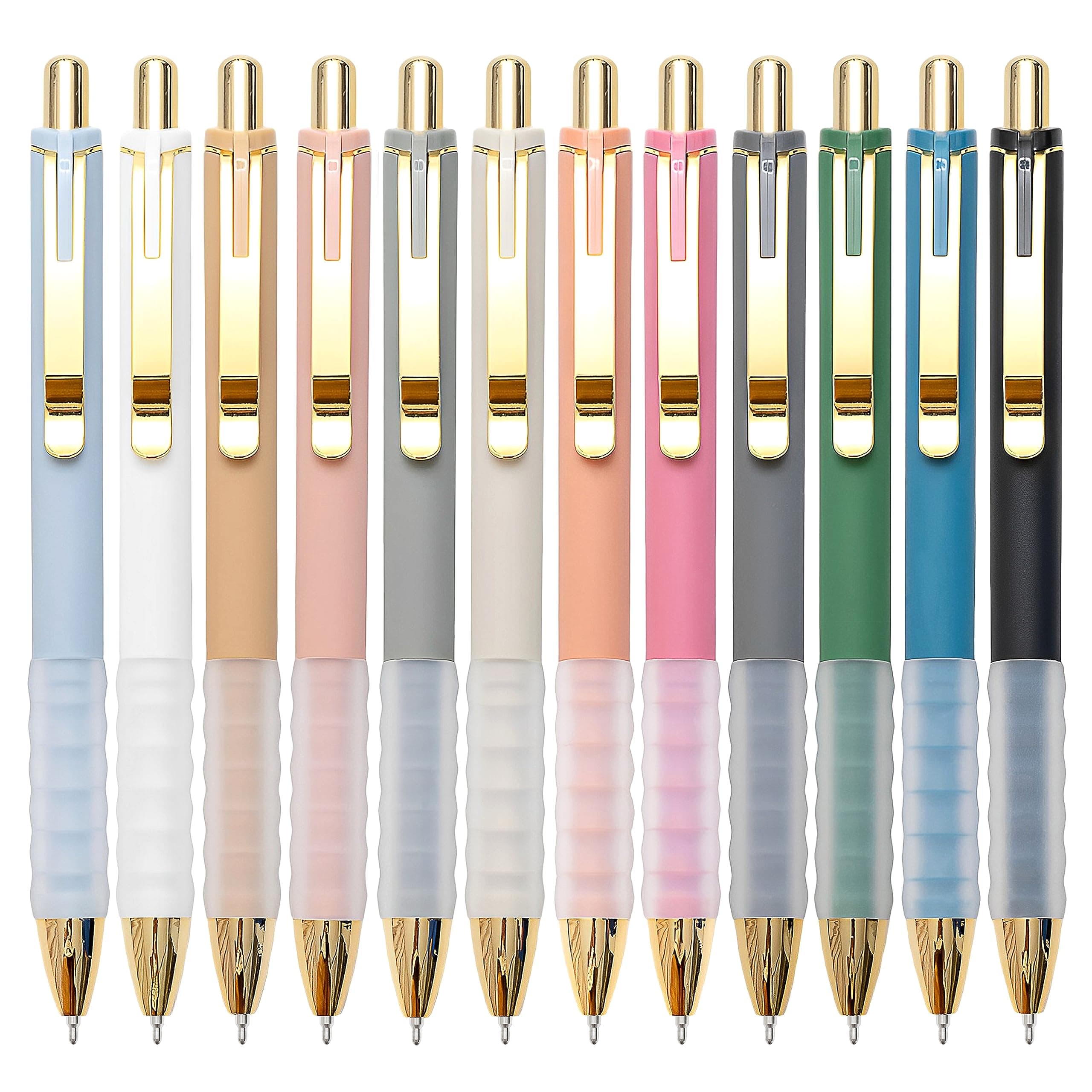 - Linbsunne Ballpoint Pens Black Medium Point 1mm Pen with Super Soft Grip Ball Point Pen for Men Women Retractable Pens (gold-12 pcs)