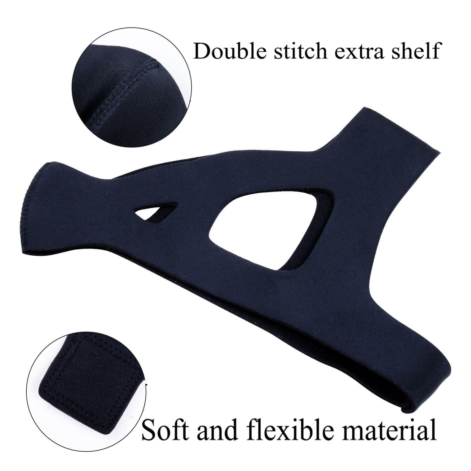 JRG Anti Snoring Chin Strap Devices for Men ＆ Women, Comfortable & Adjustable Snoring Solution, Non-Odour Fabric Snore Stopper （Black）