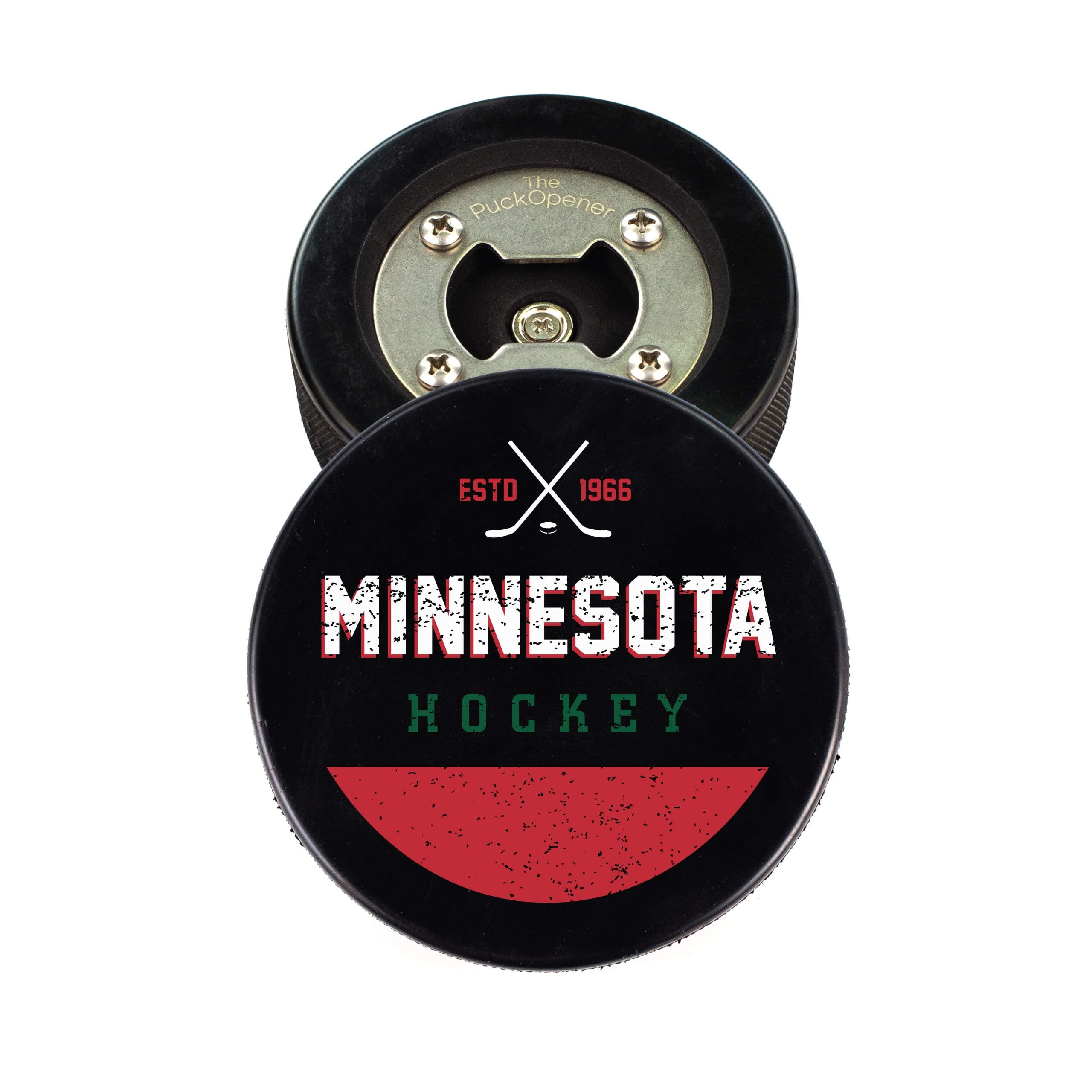 The PuckOpener - Hockey Puck Bottle Opener - Minnesota