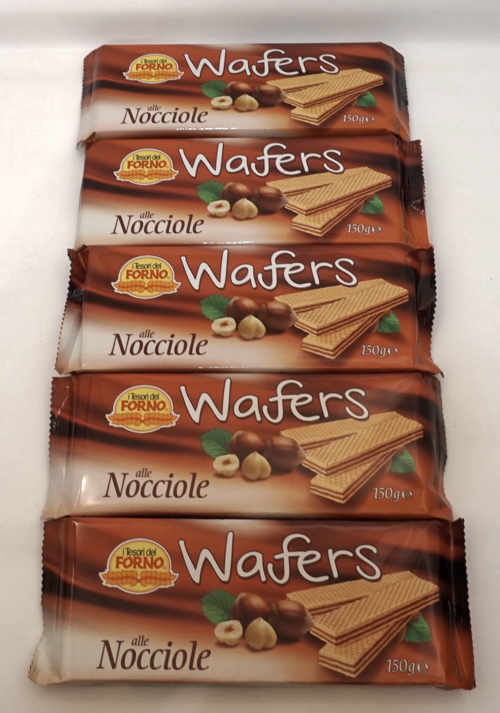 Tesori del Forno: " Wafer " With Hazelnuts Cream 5.29 Ounce (150gr) Packages (Pack of 5) [ Italian Import ]